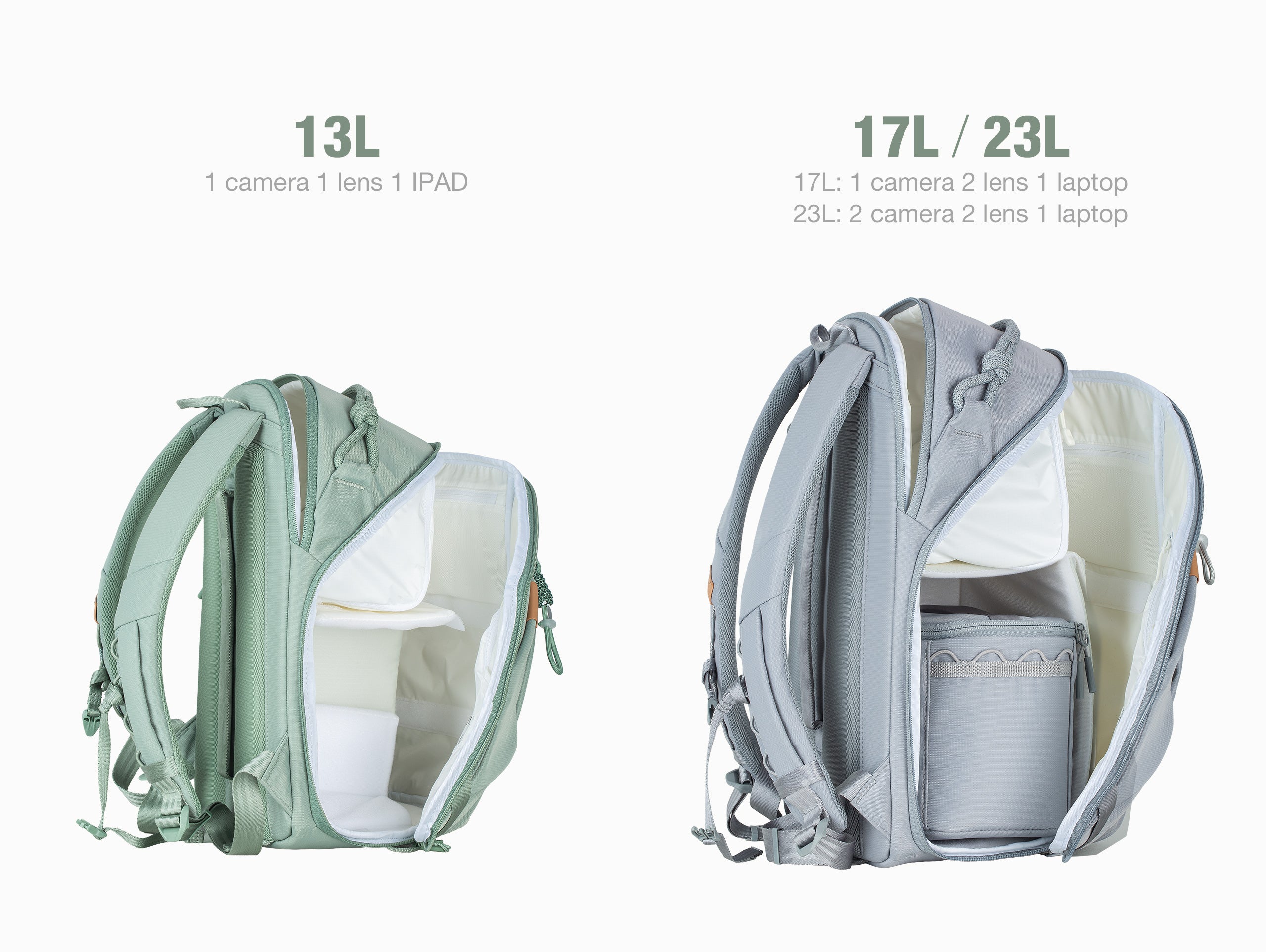 Leofoto Daily Lite Series Camera Backpack (Green / Gray / Midnight Blue) – 13L / 17L / 23L