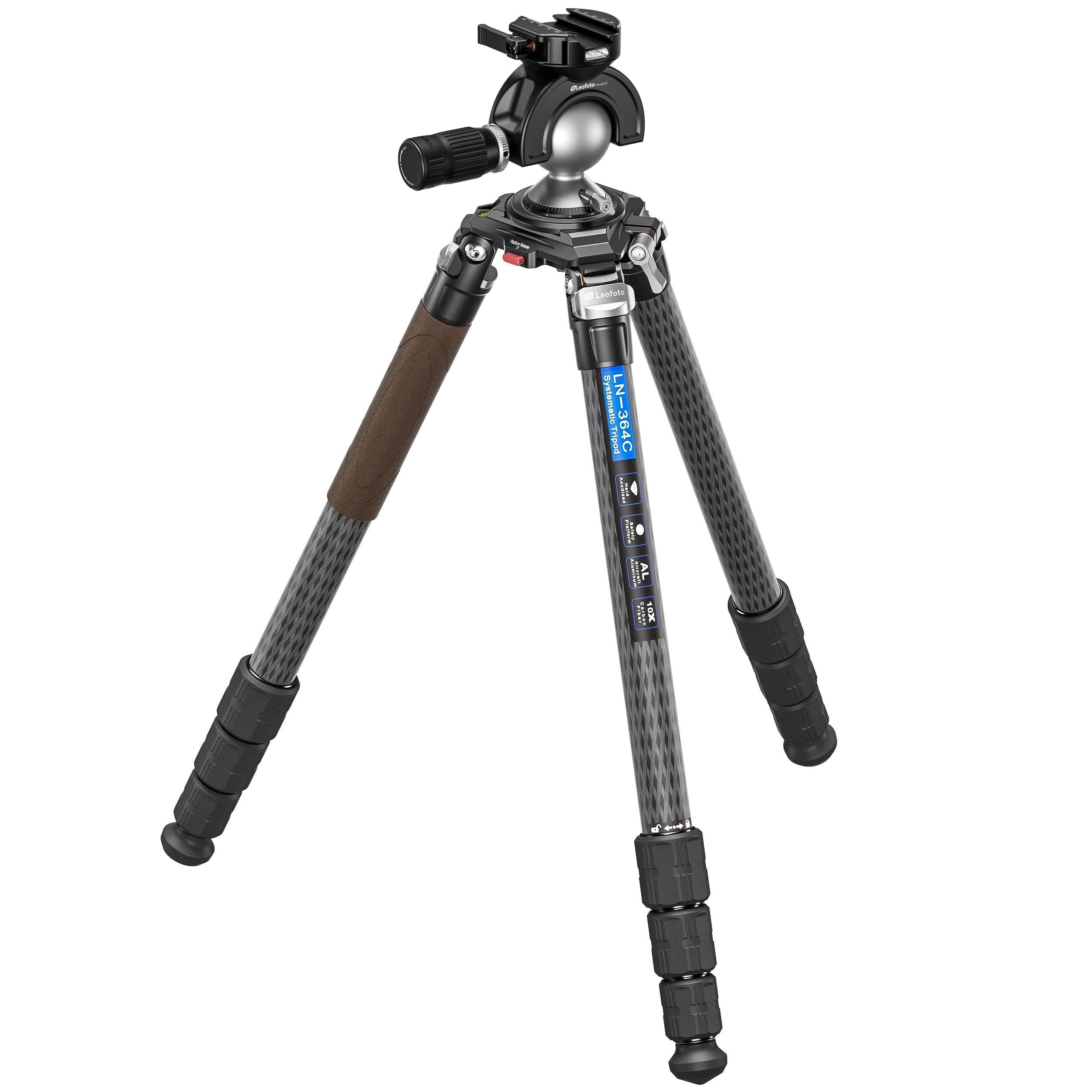 Leofoto LN-364C Heavy Duty Tripod with 75mm Bowl+Platform & Bag | Ball Head/Leveling Base Kit