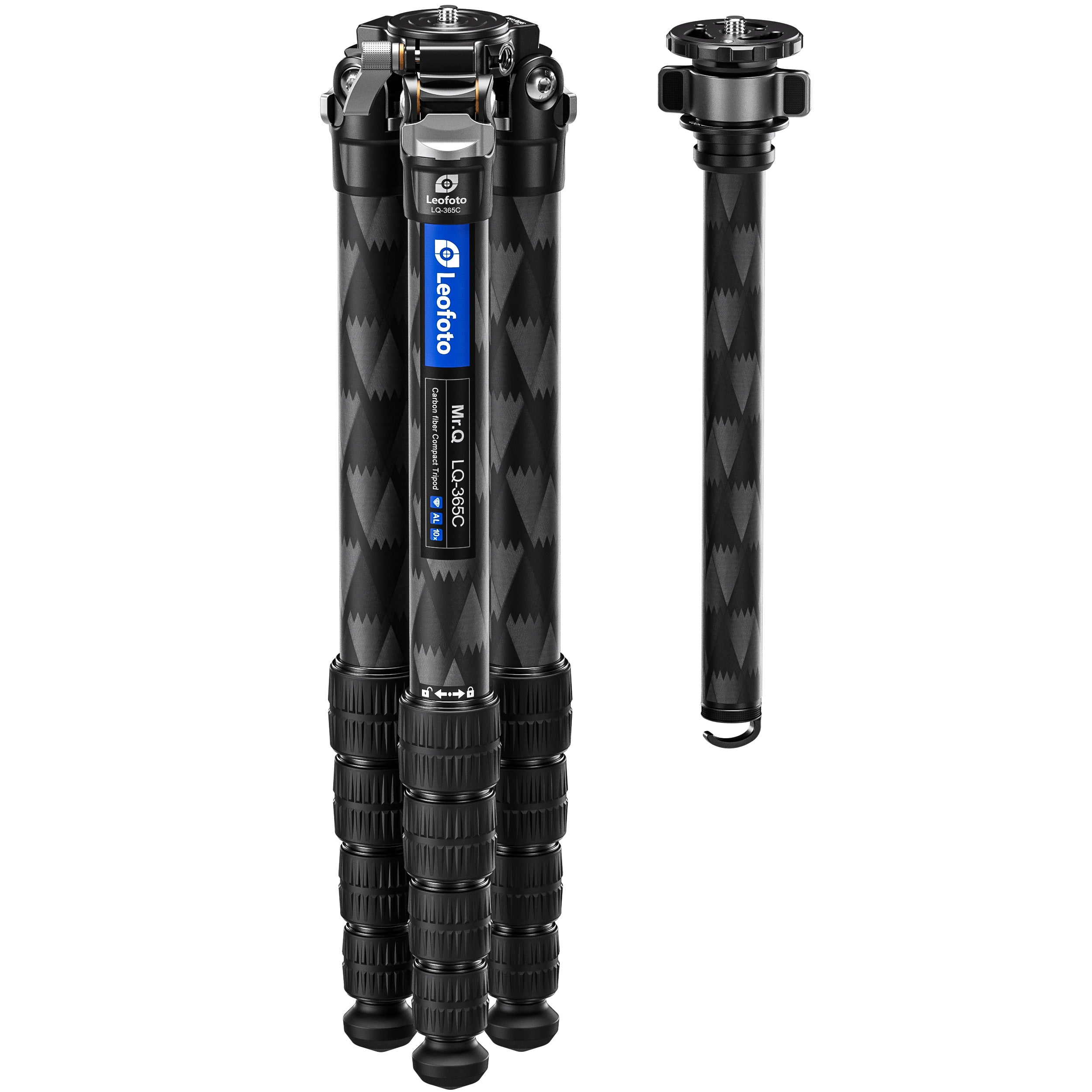 Leofoto LQ-365C Premium Carbon Fiber Tripod with Quick Swap Center Column+Apex Platform and Tripod Bag