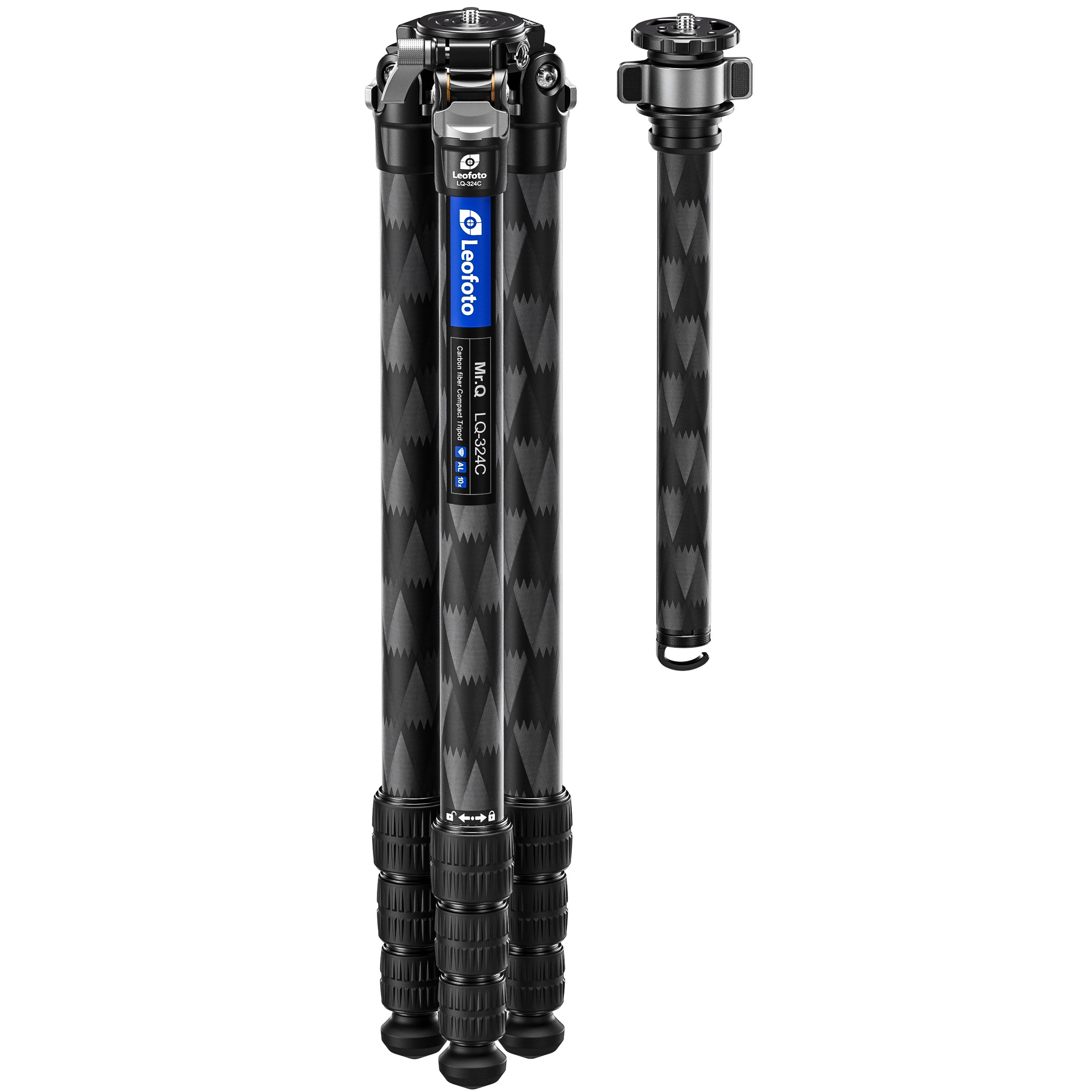 Leofoto LQ-324C Premium Carbon Fiber Tripod with Quick Swap Center Column+Apex Platform and Tripod Bag