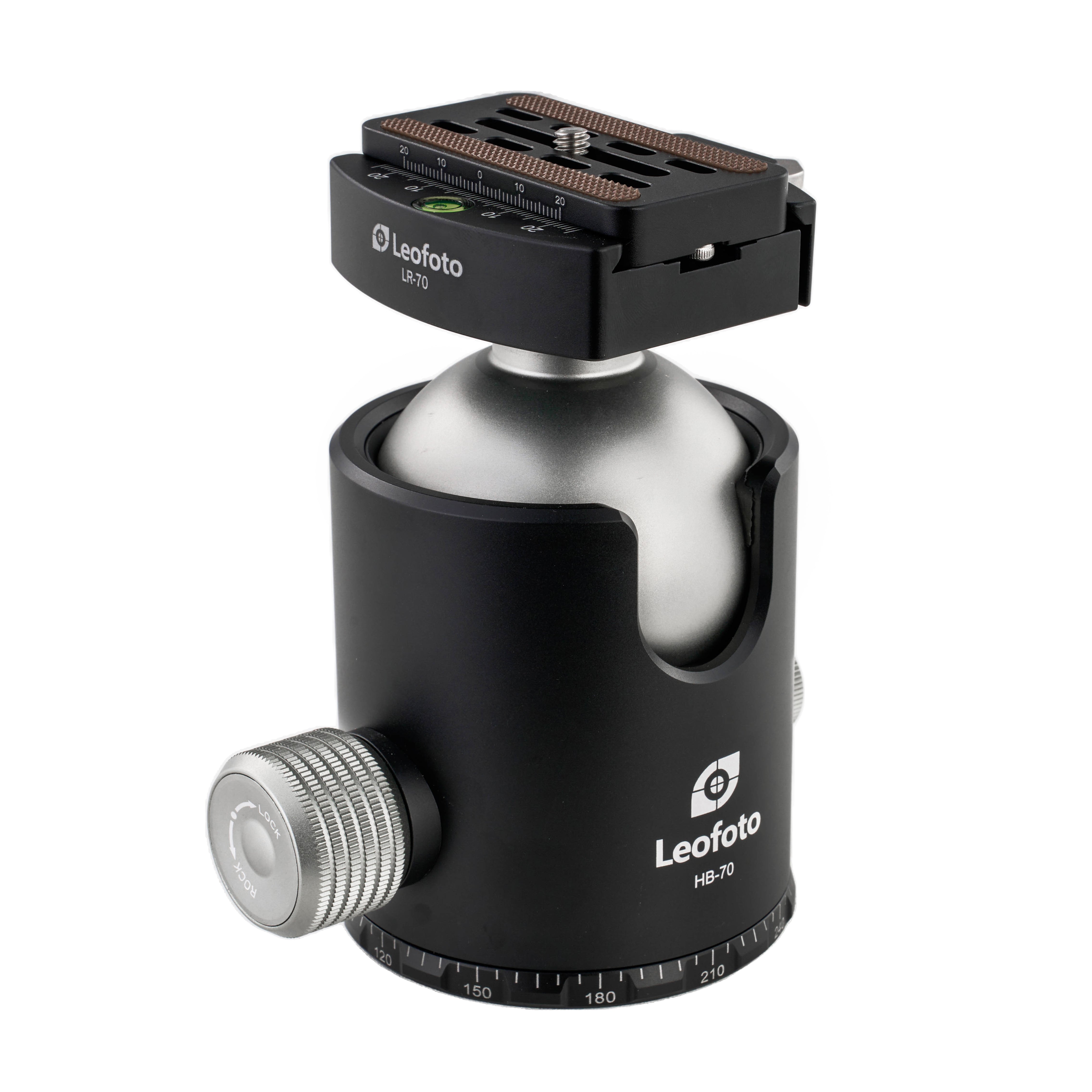 Leofoto HB-70LR (Lever-Release Clamp) 70mm Pro Heavy-Duty Ball Head with Quick Release Plate | Max Load 88lb