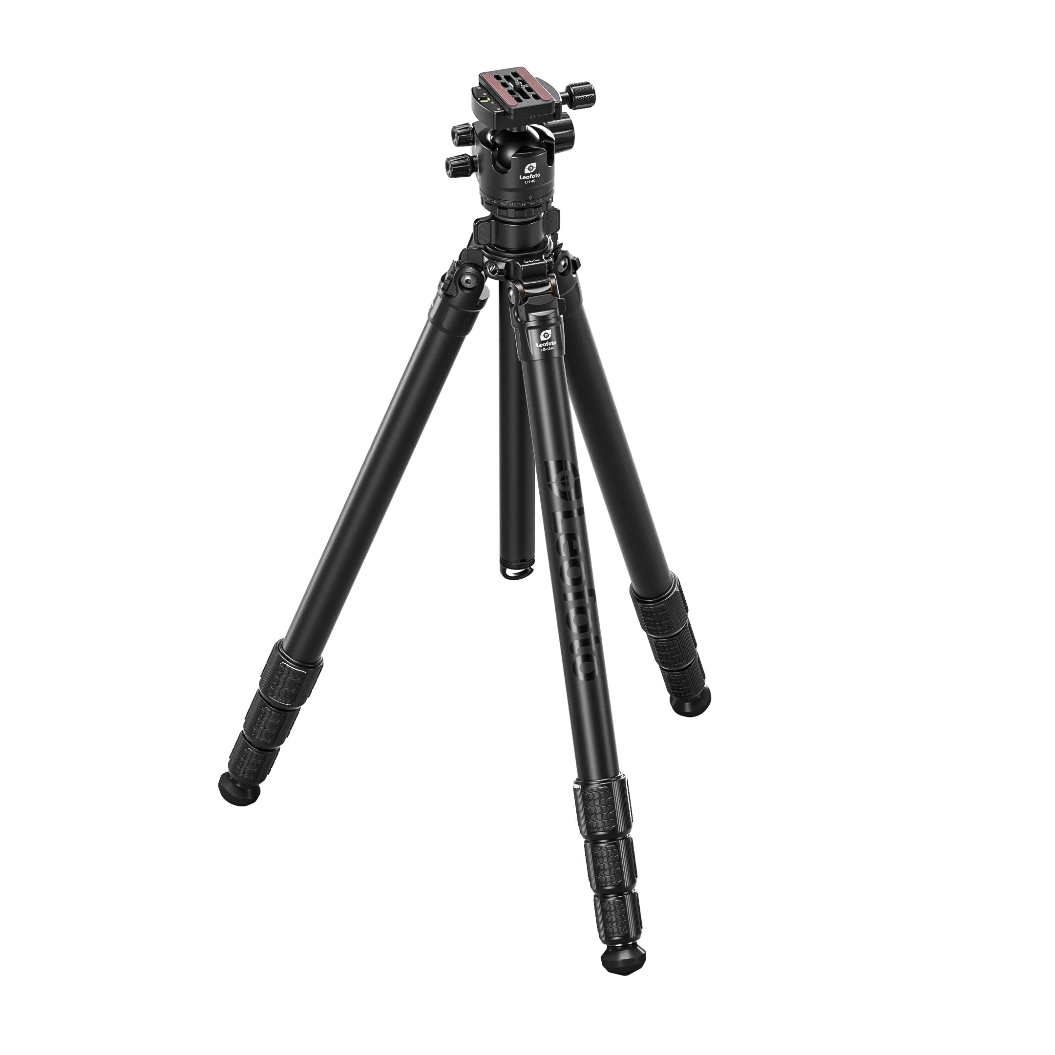 Leofoto LG-324C+LH-40(Black) Premium Carbon Fiber Tripod Set with Quick Swap Center Column and Apex Platform