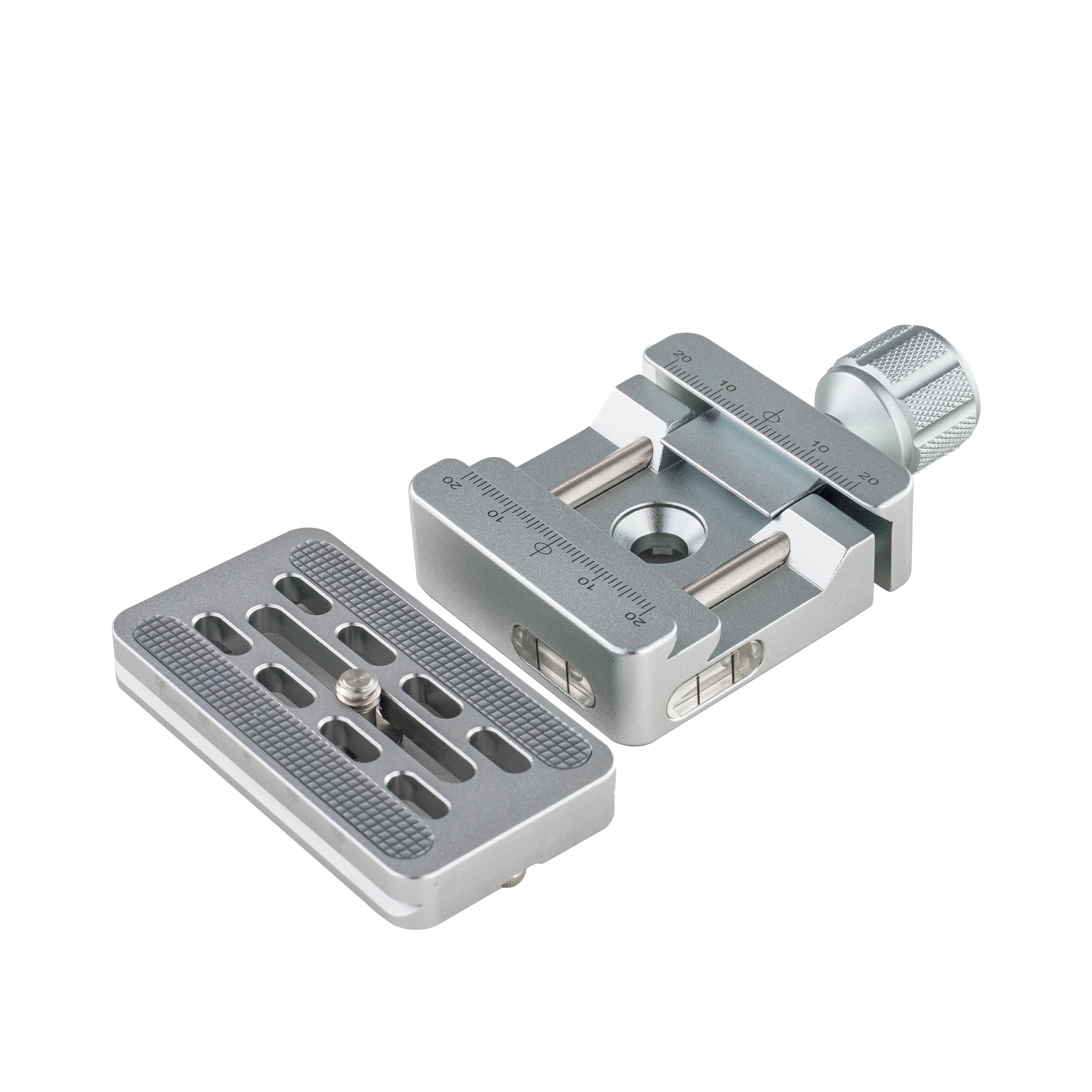 Leofoto LSK-50 Silver 50mm Screw-Knob Dual Clamp for Shooting/Hunting | Arca + Picatinny