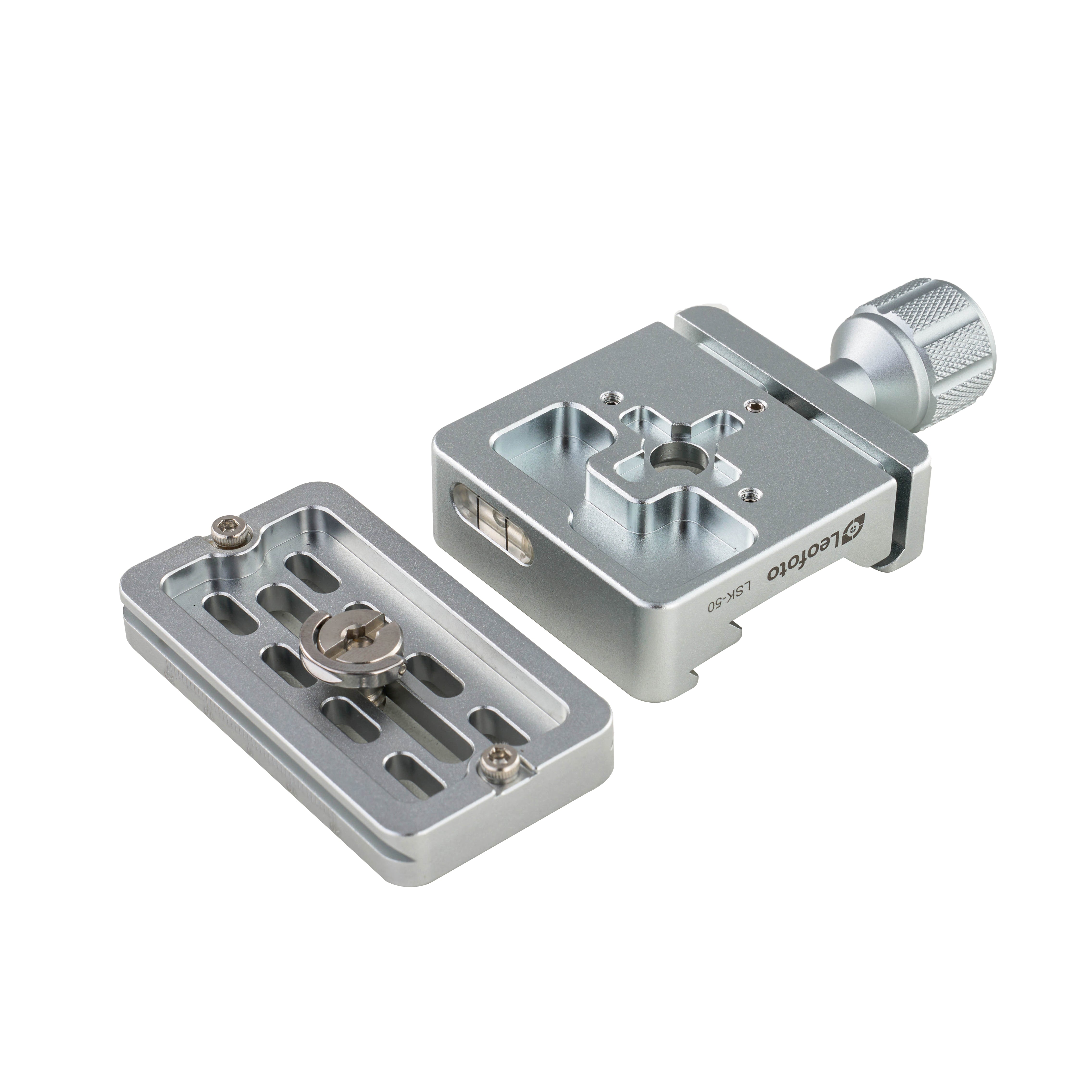 Leofoto LSK-50 Silver 50mm Screw-Knob Dual Clamp for Shooting/Hunting | Arca + Picatinny