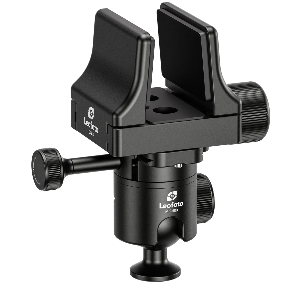 Leofoto MK-40X Ballhead + GS-3 Rifle Support Combo | Arca-Compatible Ball Head & Clamp Mount
