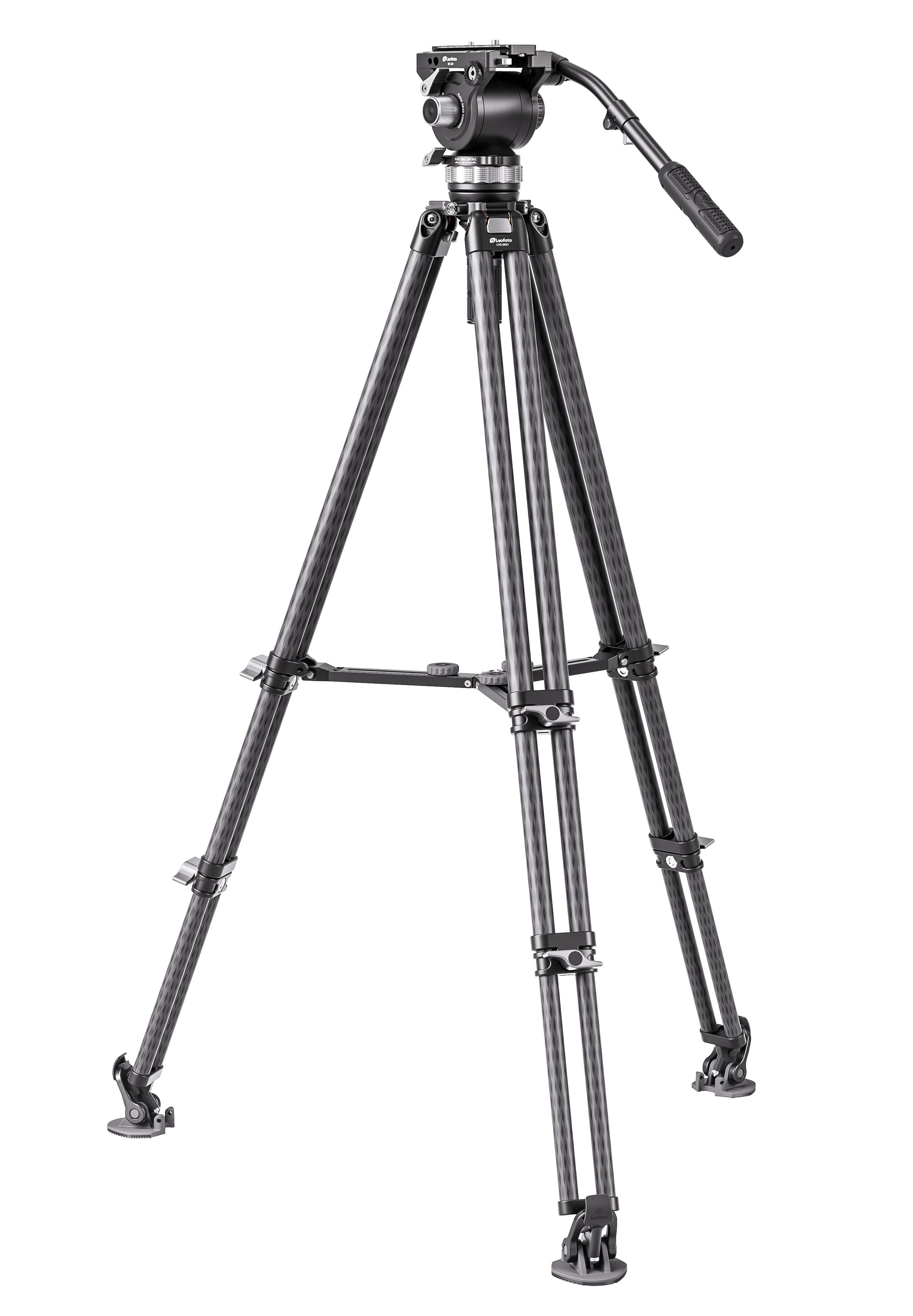Leofoto LVC-253C+BV-20K (Knob Clamp) Dual-Tube Video Tripod with Fluid Head Set | 75mm Integrated Bowl with Leveling Base and Handle