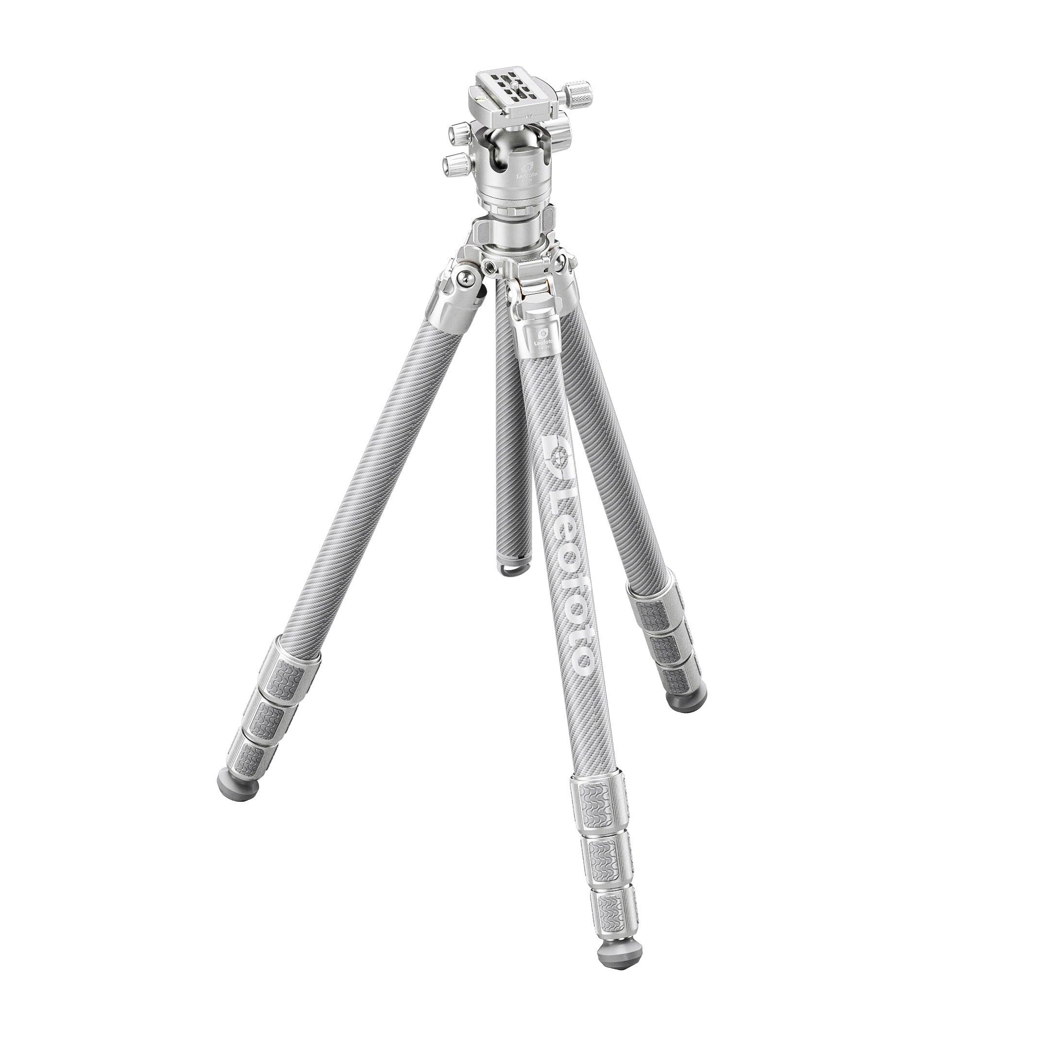 Leofoto LG-324C+LH-40(Silver) Premium Carbon Fiber Tripod Set with Quick Swap Center Column and Platform