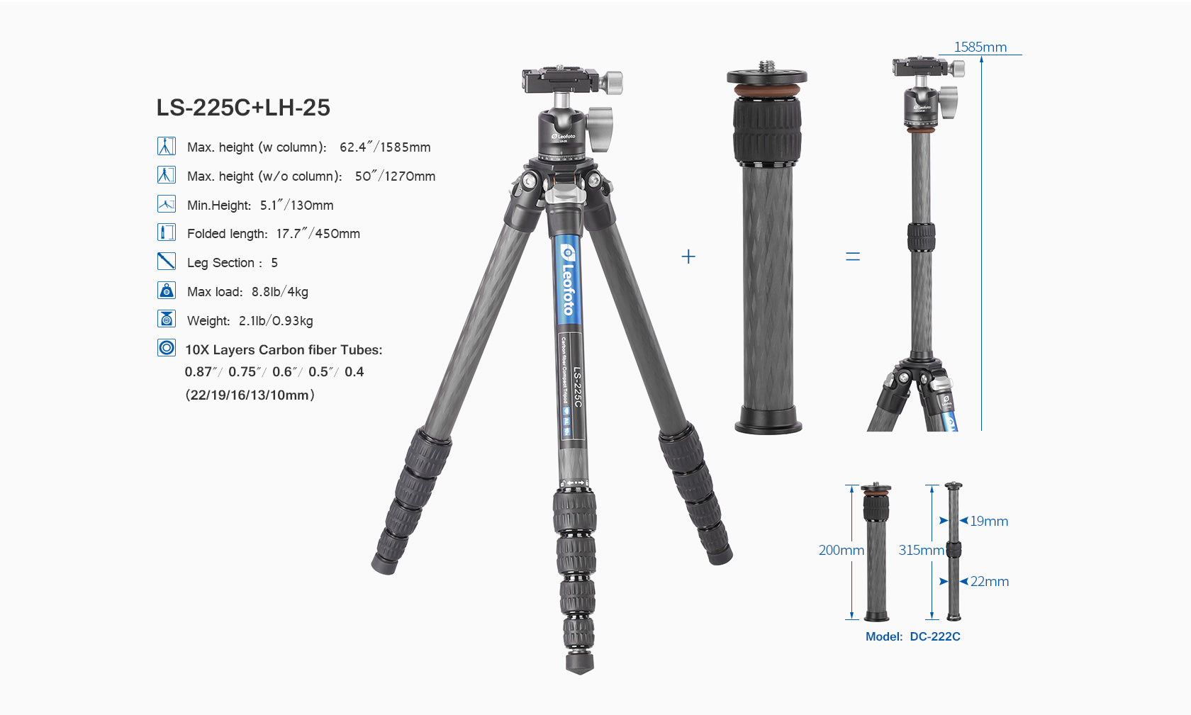 Leofoto LS-225C Ranger Series Tripod Set