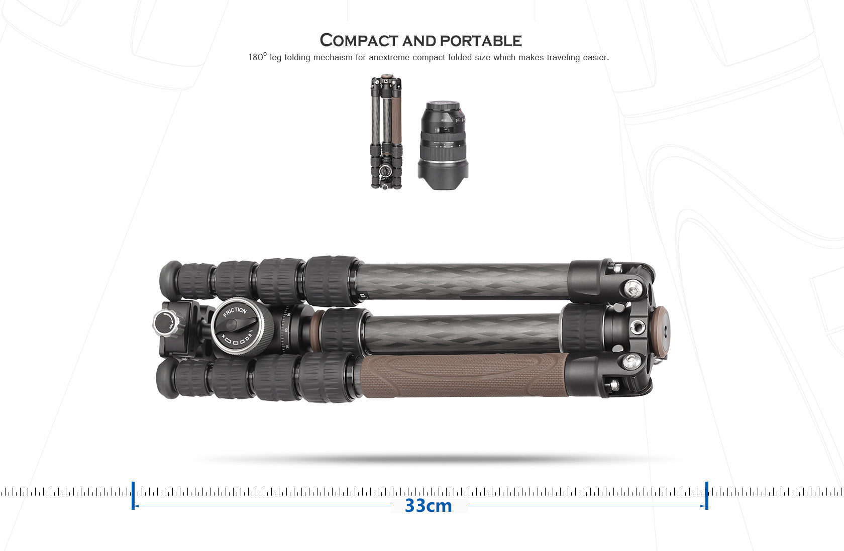 Leofoto LX-225CT + XB-32Q Reversible Travel Tripod with Ball Head Set