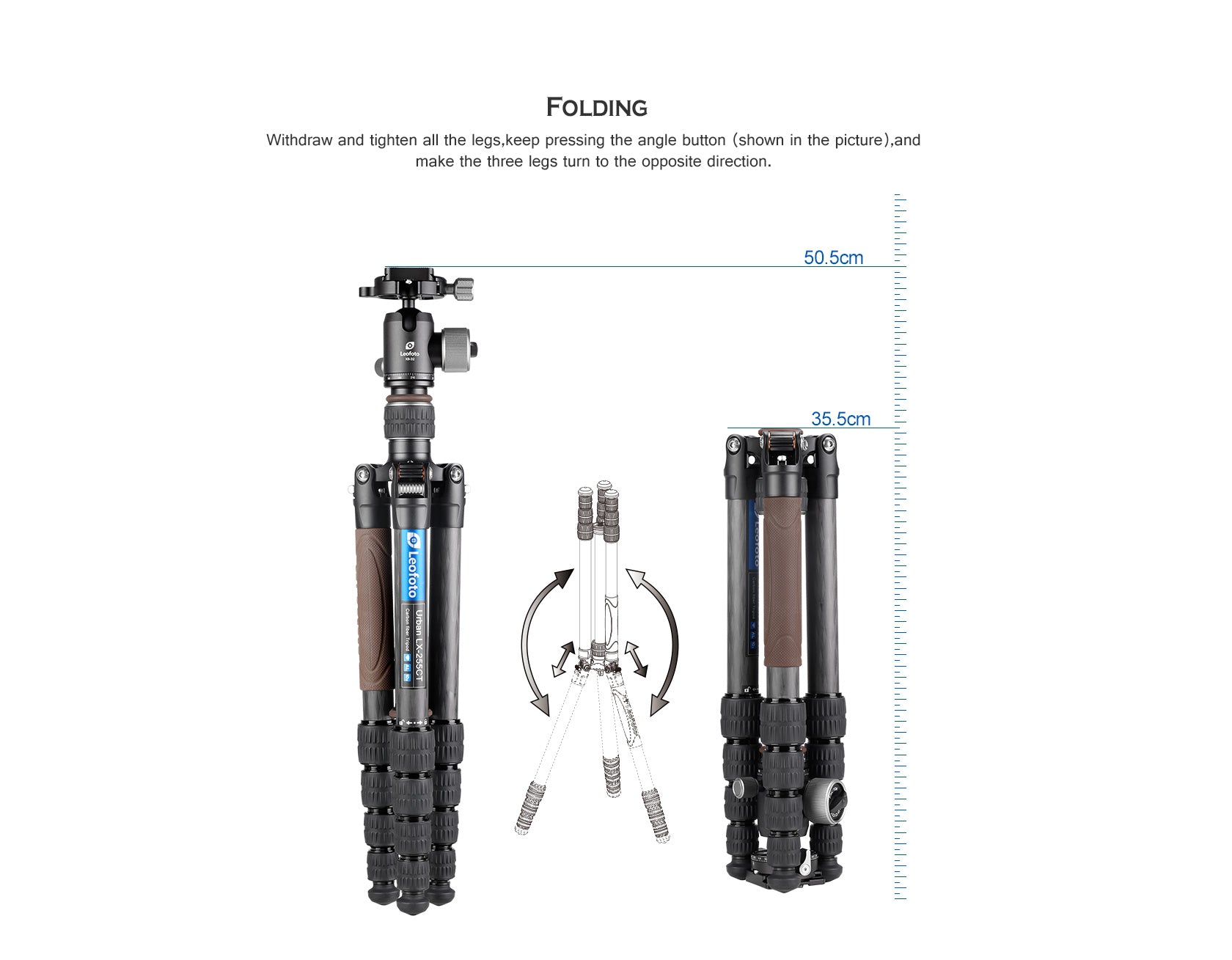 Leofoto LX-255CT + XB-32 Reversible Travel Tripod with Ball Head Set