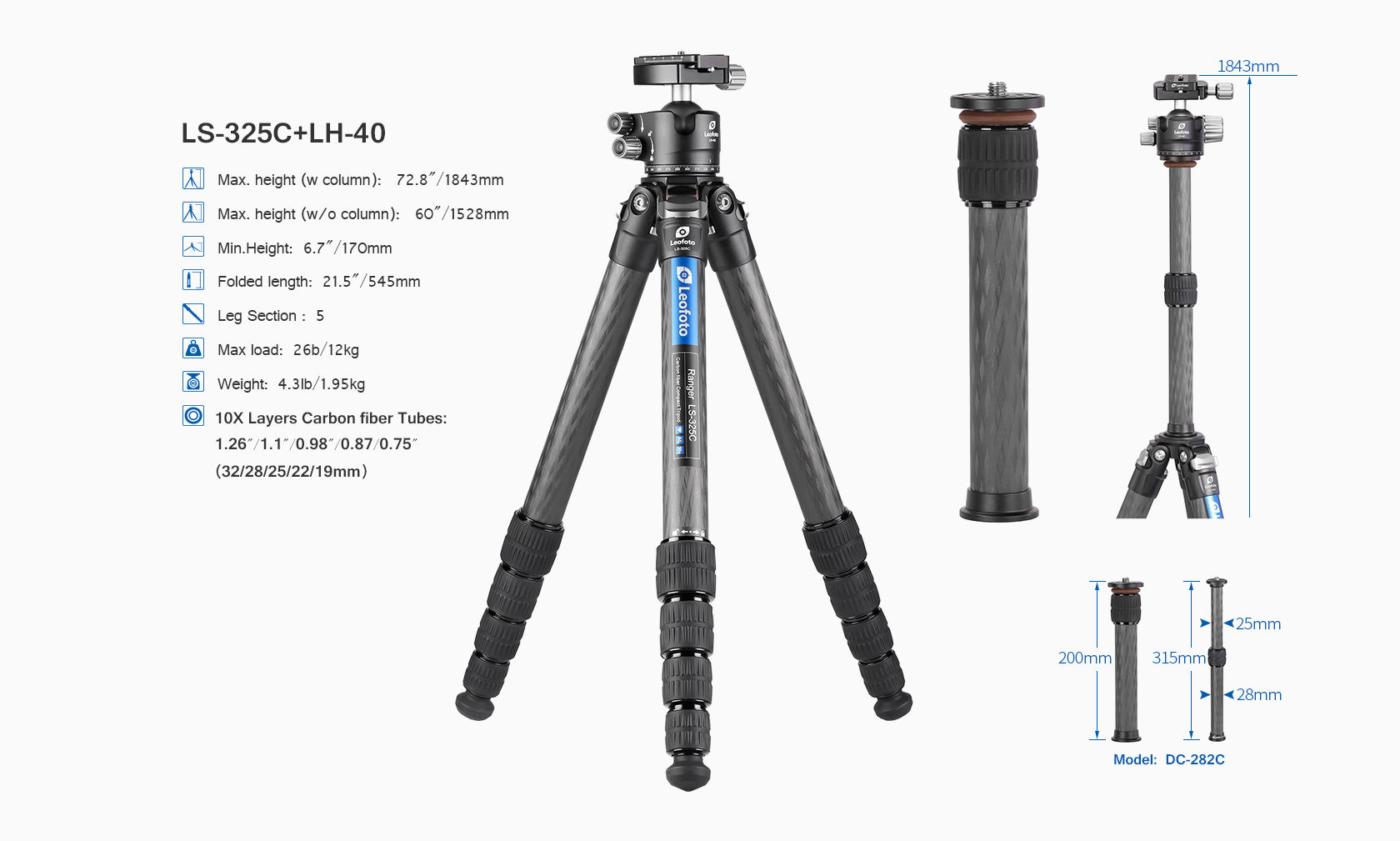 Leofoto LS-325C Ranger Series Tripod Set