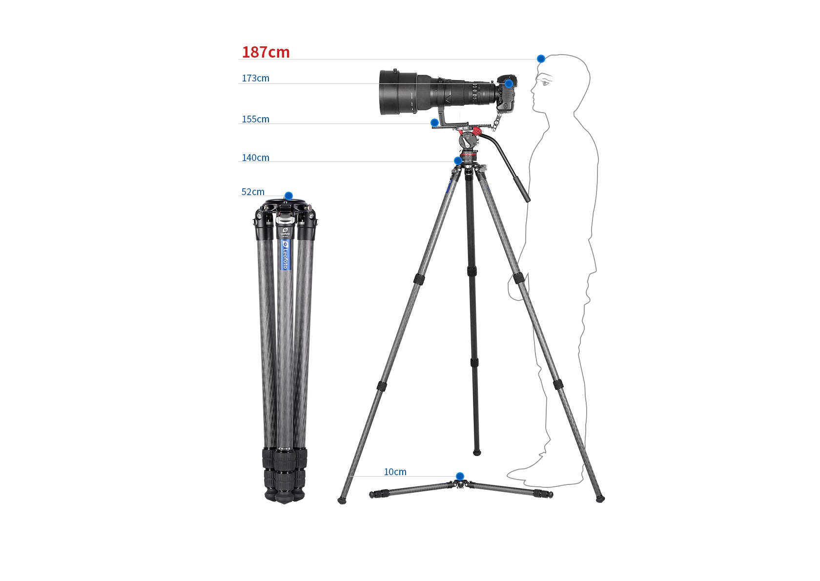 Leofoto LM-323C Tripod with 75mm Video Bowl+Platform and Bag