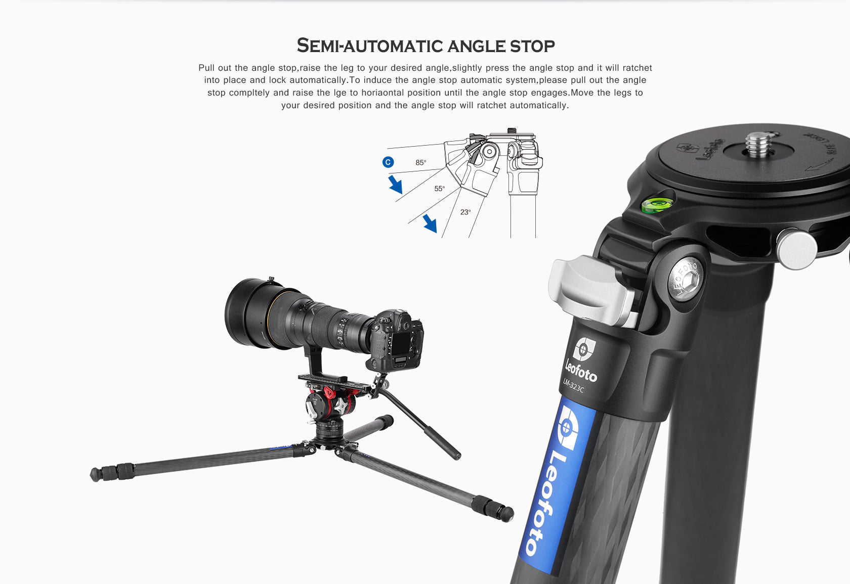 Leofoto LM-323C Tripod with 75mm Video Bowl+Platform and Bag