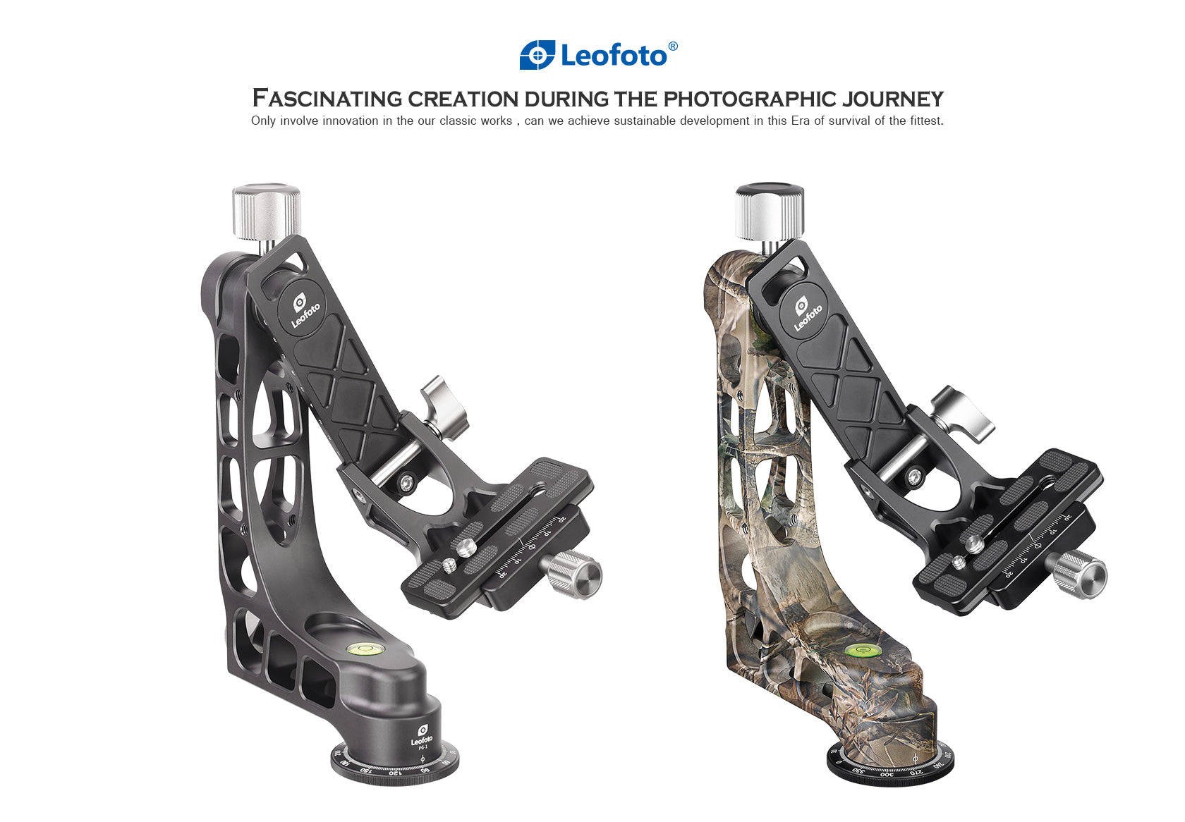 Leofoto PG-1 Lightweight Gimbal Tripod Head w/ Plate & Bag (Black/Camo)