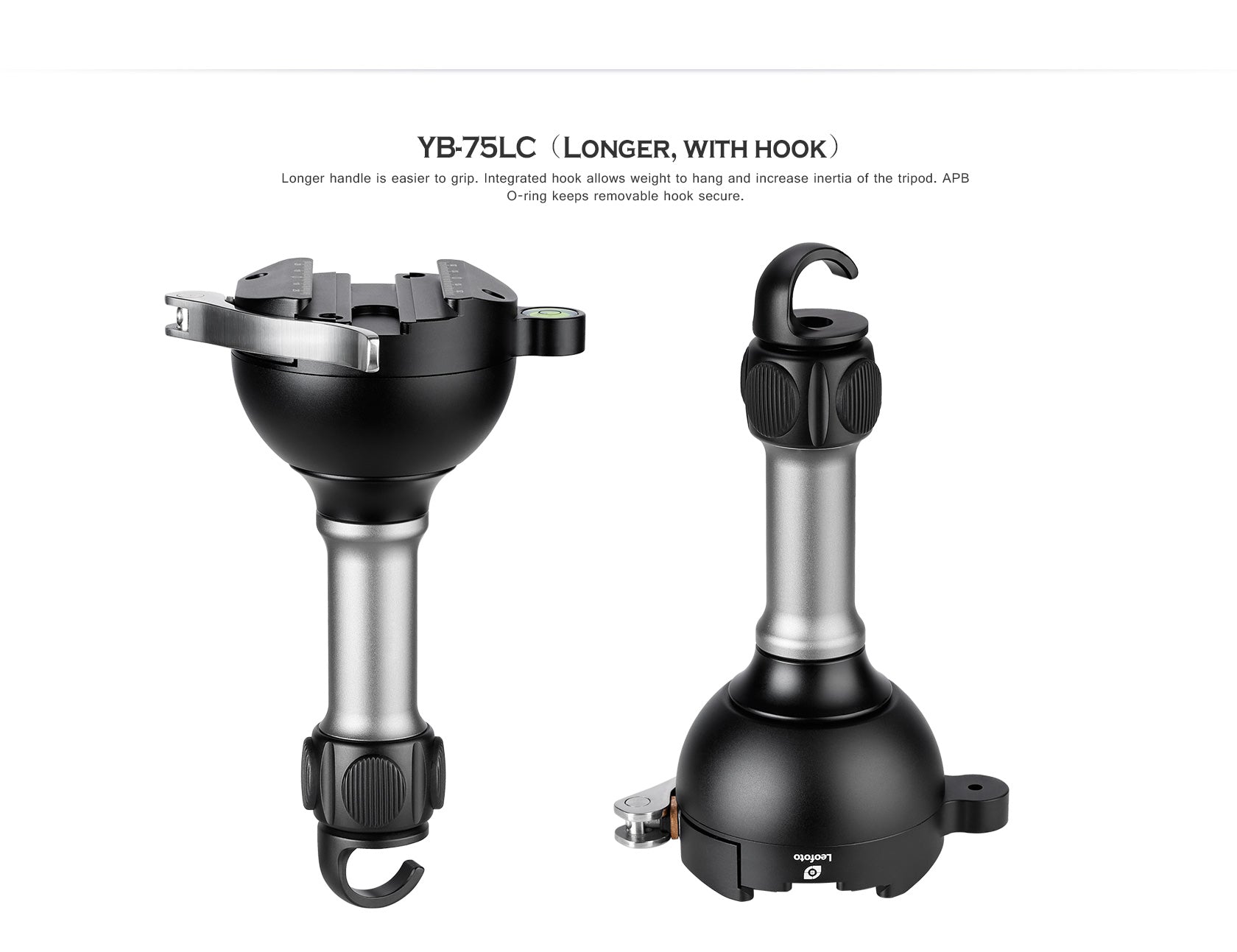 Leofoto YB-75LC / YB-75MC / YB-75SC Leveling Base with Handle for 75mm Bowl | Lever Release Arca Clamp