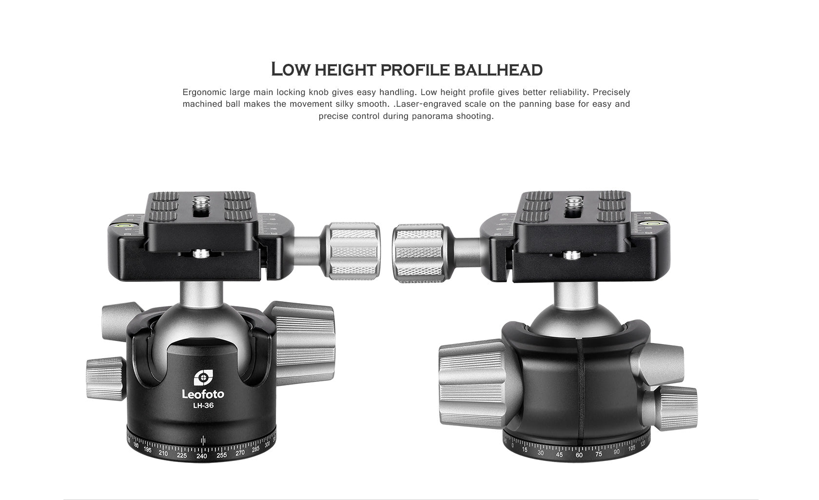 Leofoto LH-36 Low Profile Ball Head + QR Plate | Arca Compatible