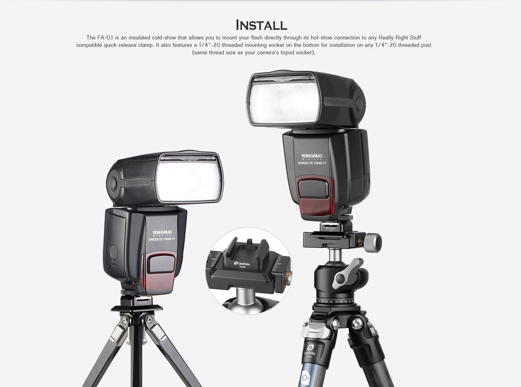 Leofoto FA-03 Flash Cold Shoe Conversion Adapter for ARCA Clamps