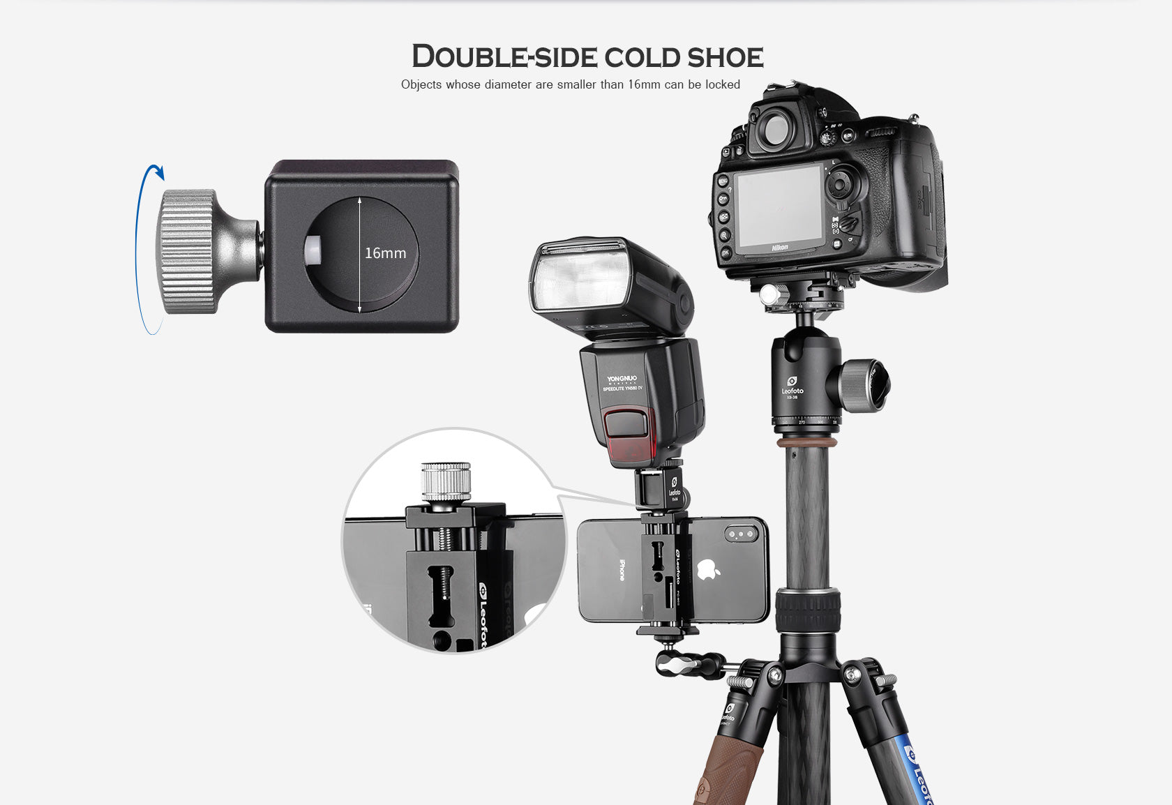 Leofoto FA-04 Double Side Cold Shoe Conversion Adapter