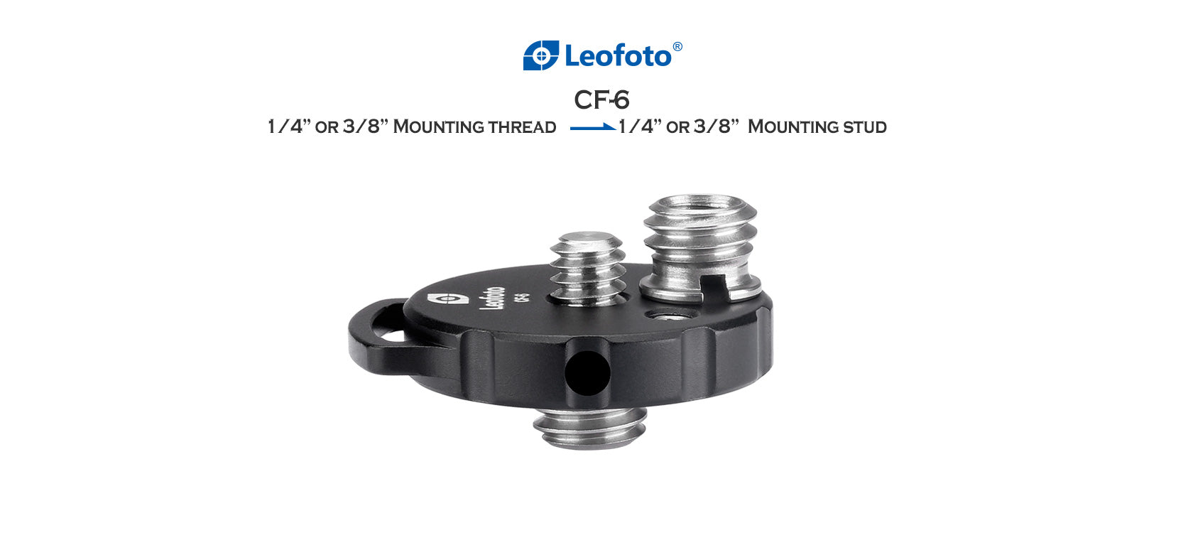 Leofoto CF-9 Adapter - 1/4" Male To 3/8" Male Thread Converter For Tripods & Camera Arms