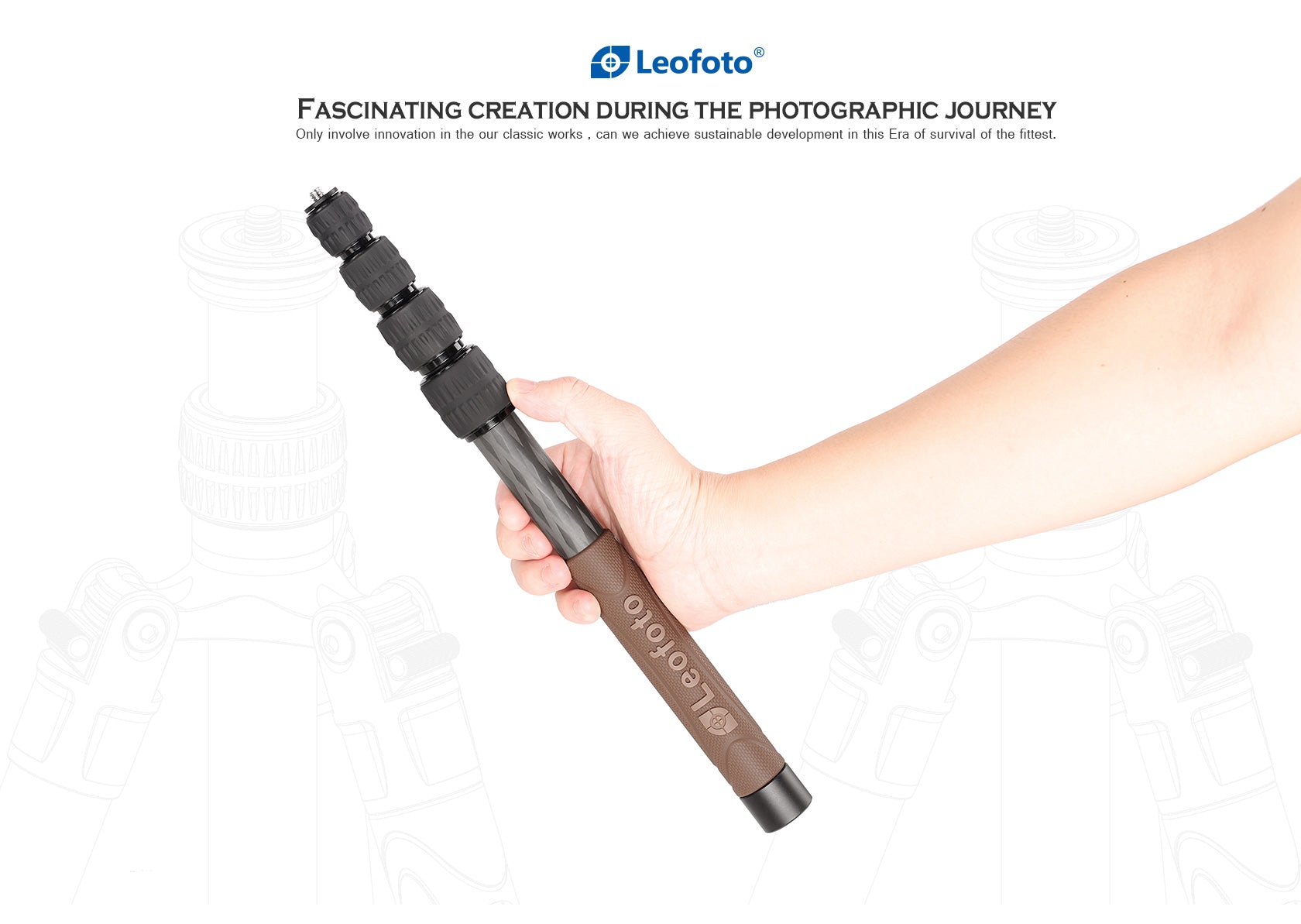 Leofoto GO-125 Go Stick | Lightweight Carbon Fiber Monopod Extention with Spike