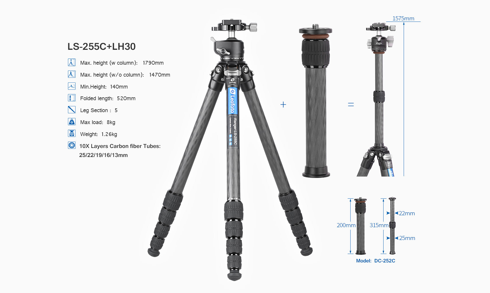 Leofoto LS-255C Ranger Series Tripod Set
