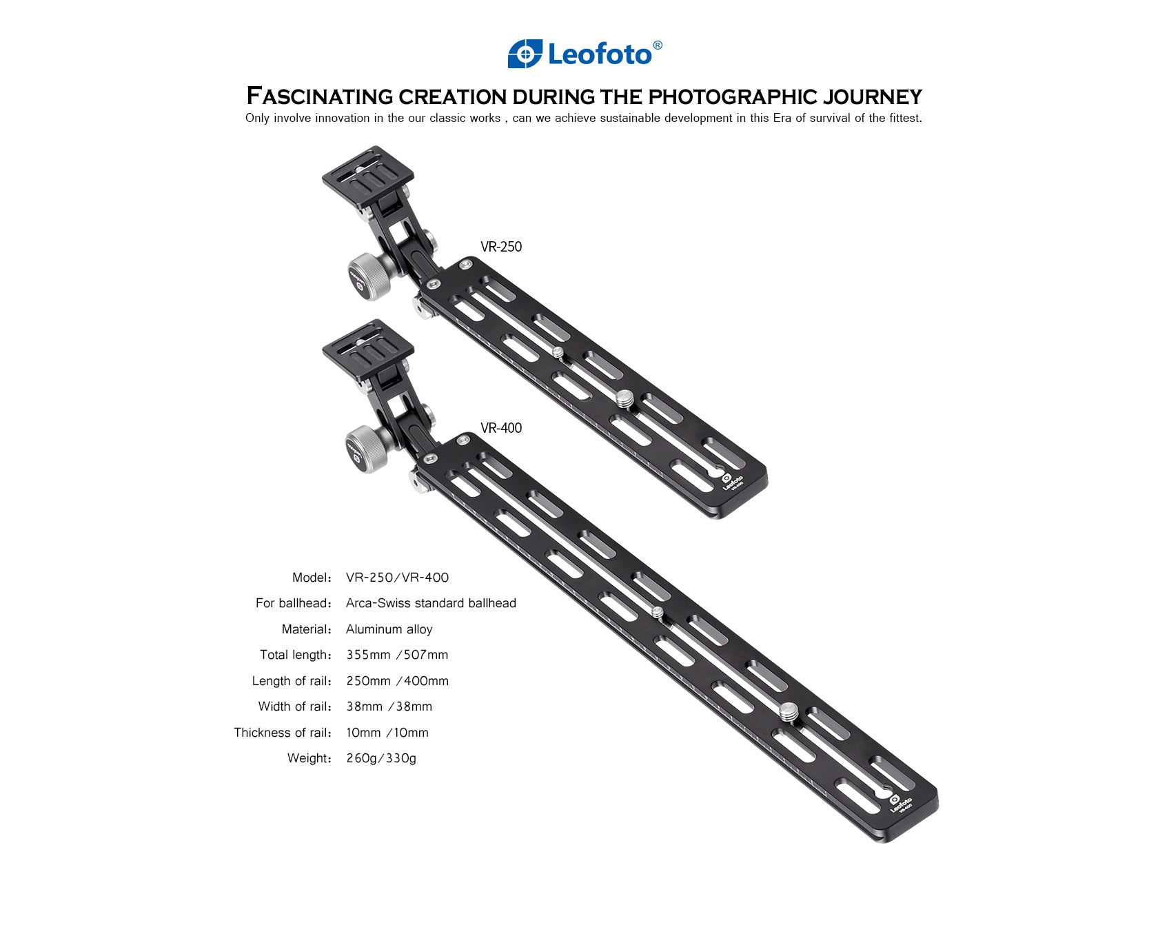Leofoto VR-250 / VR-400 Long Tele Lens Support for Arca