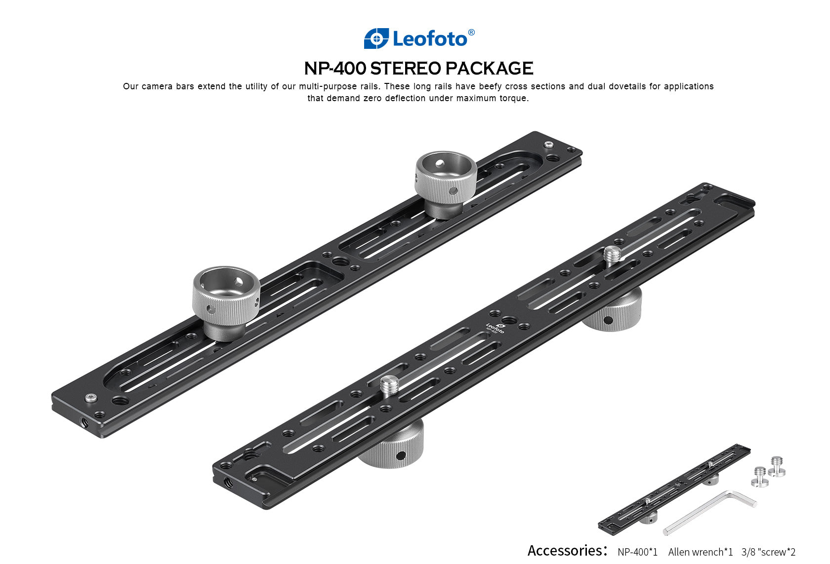 Leofoto NP-400 400mm Double Platform / Two Cameras Mounted side-by-side