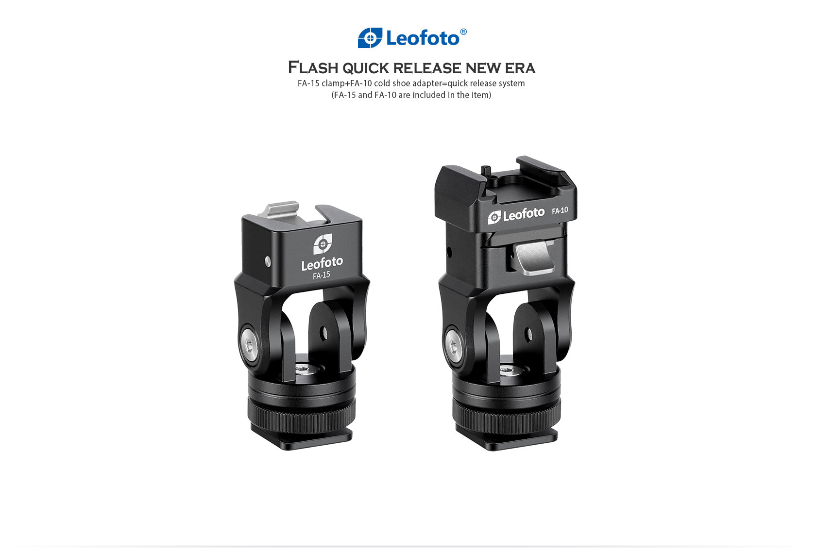 Leofoto FA-15+FA-10 Kit QR Tilting & Pivoting Cold Shoe Flash Adapter