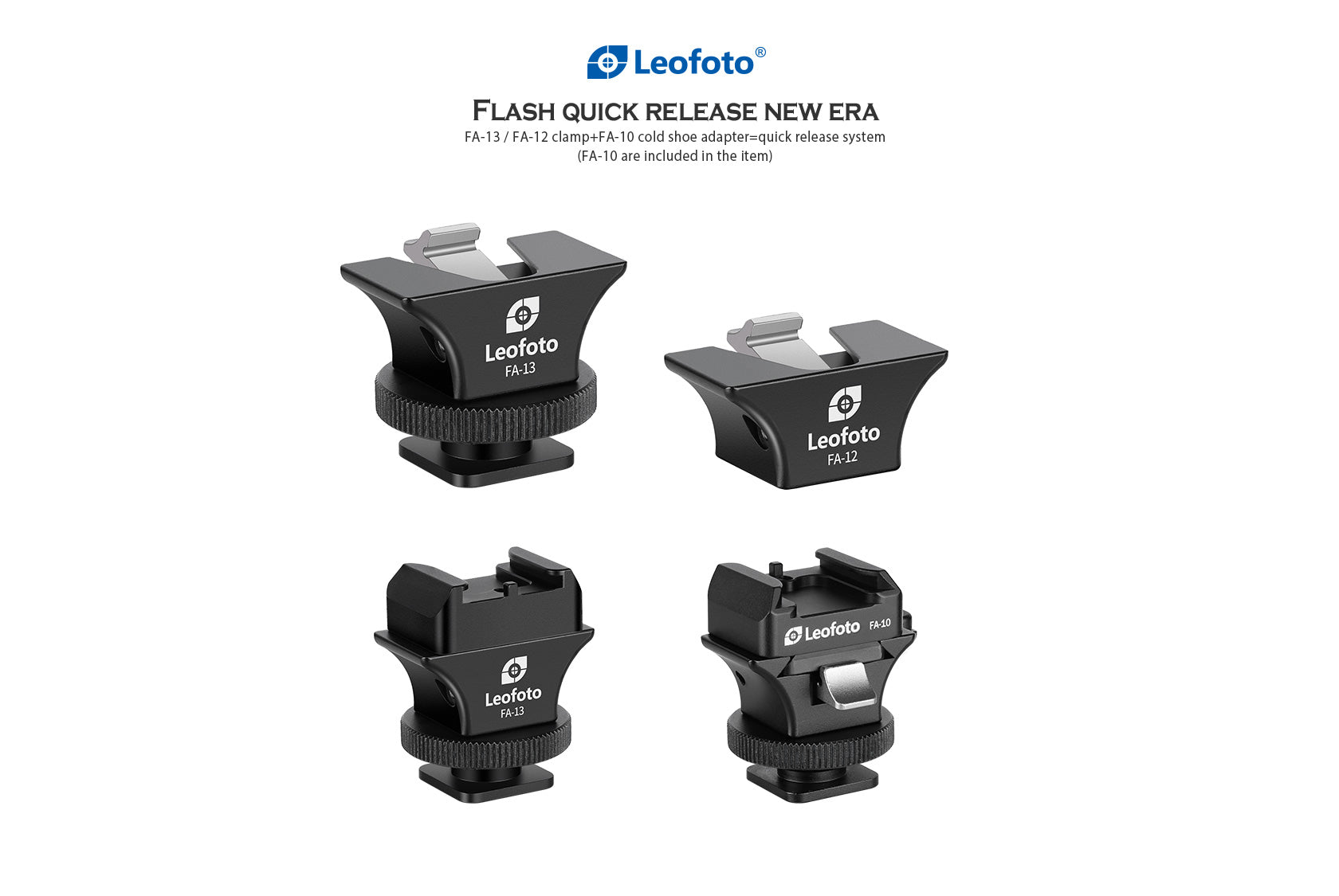 Leofoto FA-12+FA-10 / FA-13+FA-10 Cold Shoe and Hot Shoe Adapter
