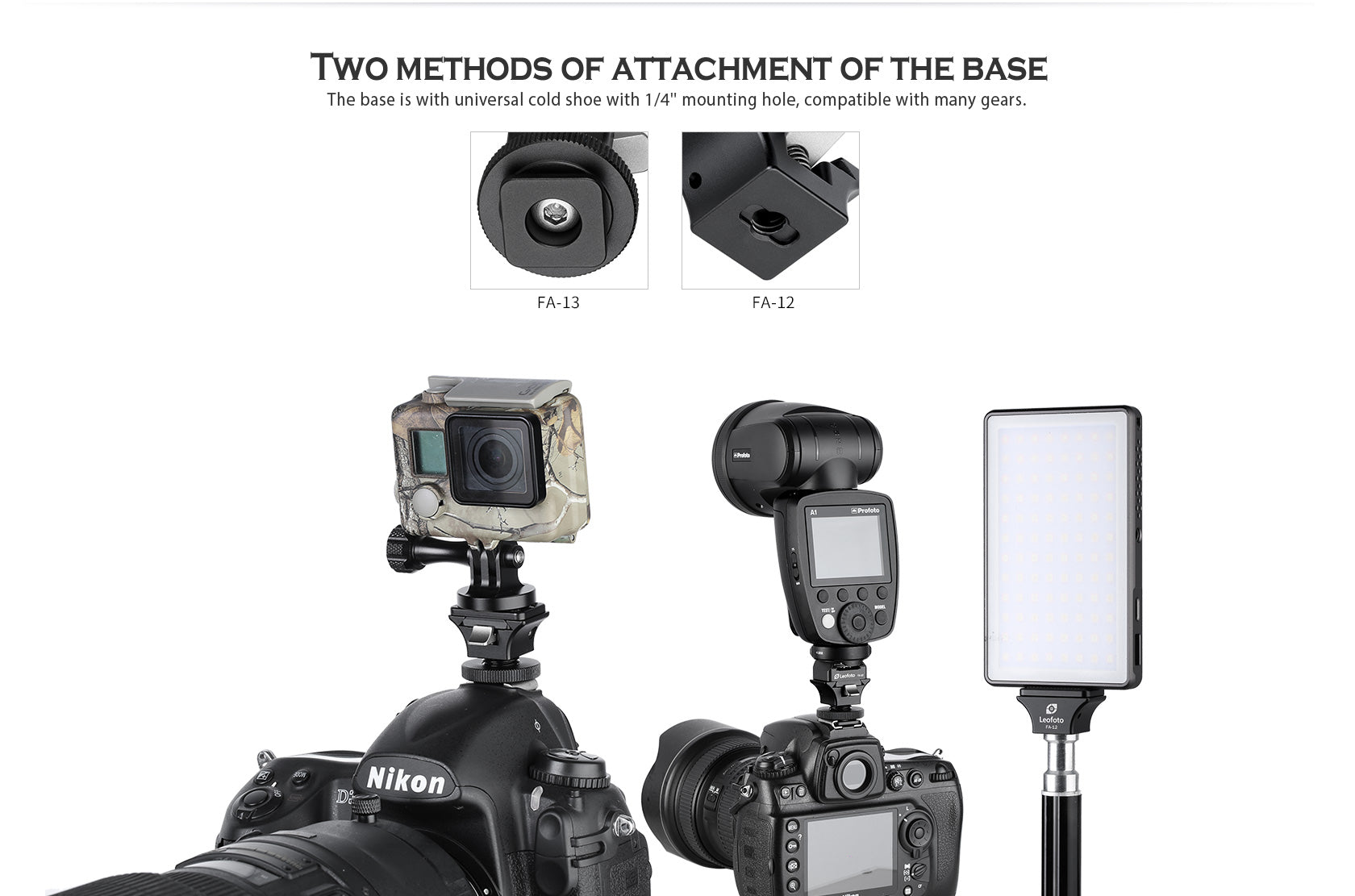 Leofoto FA-12+FA-10 / FA-13+FA-10 Cold Shoe and Hot Shoe Adapter