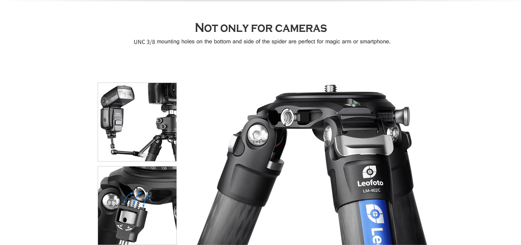 Leofoto LM-402C Short Tripod with 100mm Video Bowl+Platform and Bag | Max Load 110 lb