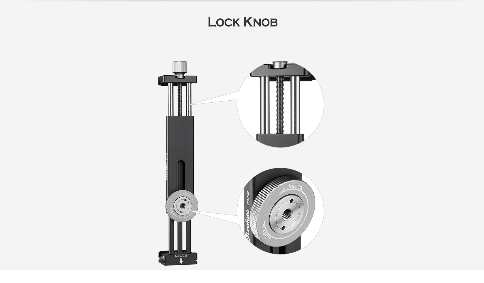 Leofoto PC-190 (190mm) / PC-230 (230mm) Adjustable Smartphone/Tablet Clamp for Tripod Mount / Arca Compatible