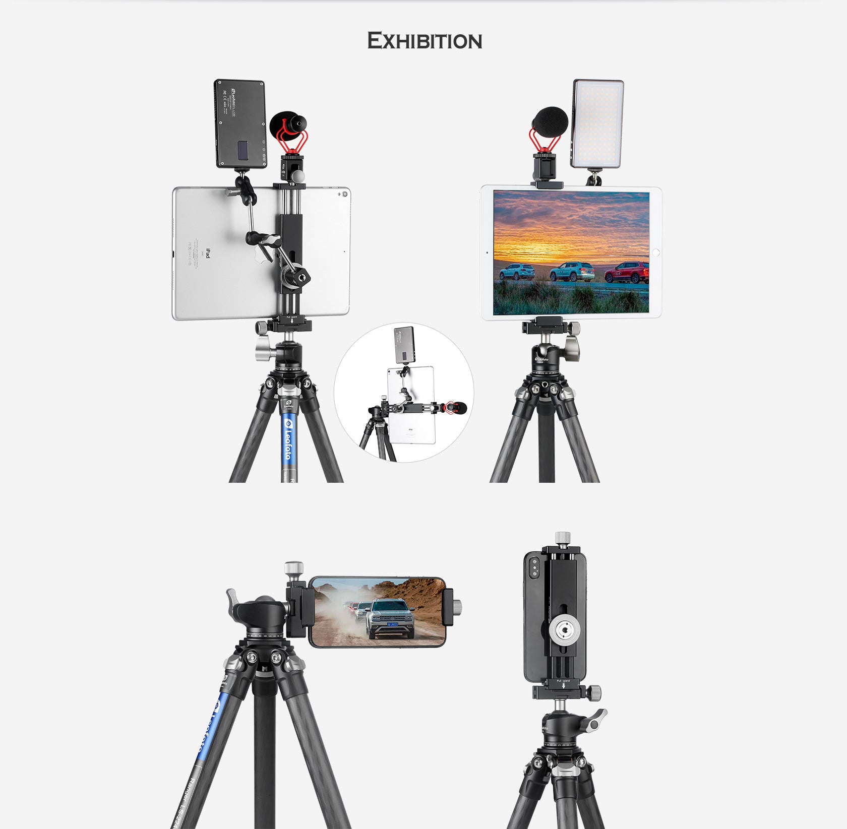 Leofoto PC-190 (190mm) / PC-230 (230mm) Adjustable Smartphone/Tablet Clamp for Tripod Mount / Arca Compatible