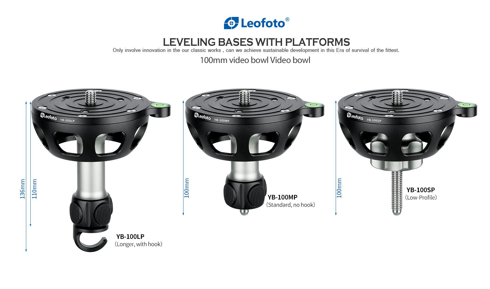 Leofoto LM-404CL(Long) Tripod with 100mm Video Bowl/Platform and Bag | Max Load 88 lb