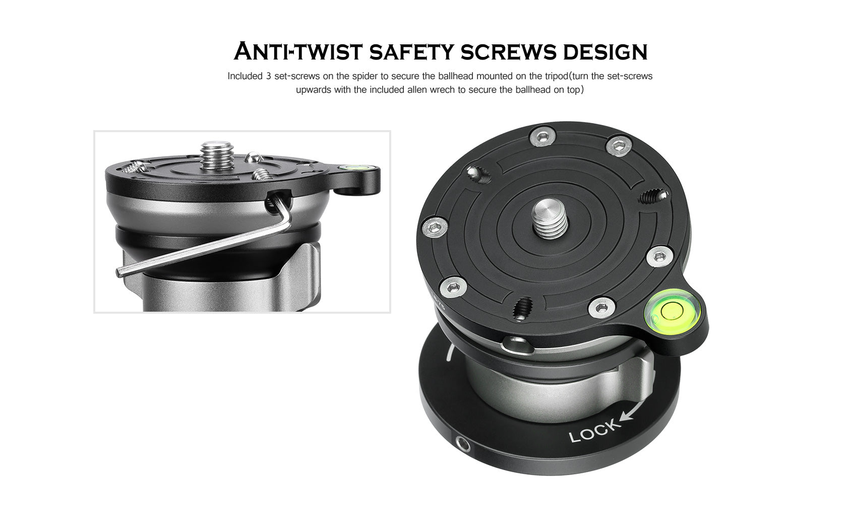 Leofoto PG-1 + LB-65 Lightweight Heavy Duty Gimbal Tripod Head & 65mm Leveling Base Combo