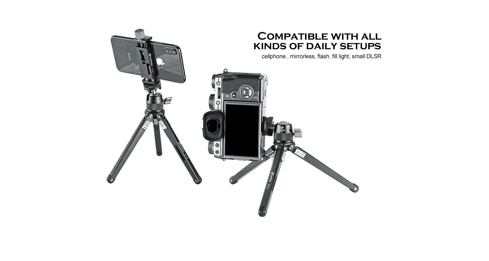 Leofoto F-19 Micro / Mini Ball Head with cold shoe adapter