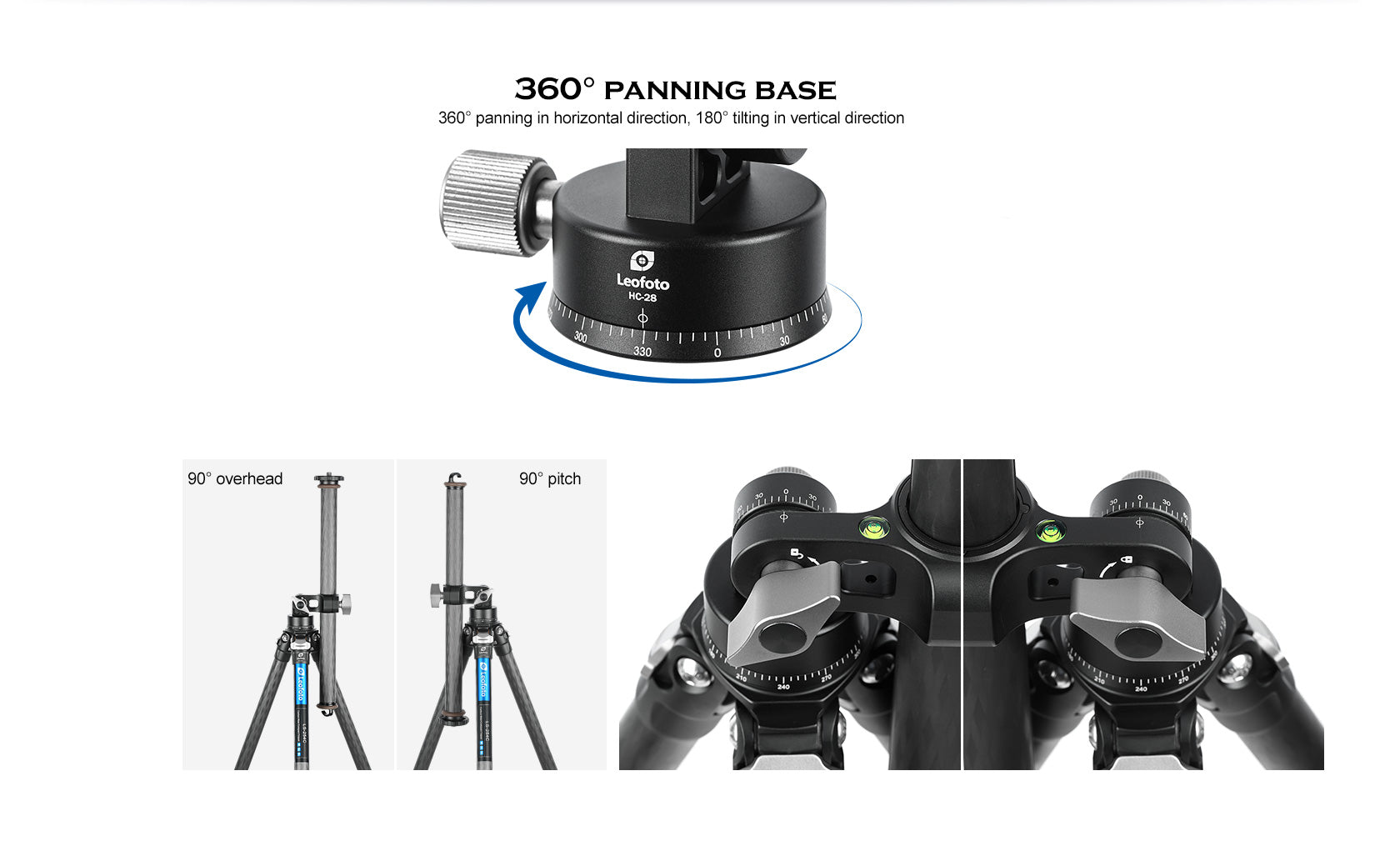 Leofoto HC-28/ HC-32/ HC-32Kit Carbon Fiber Horizontal Panoramic Tripod Center Column