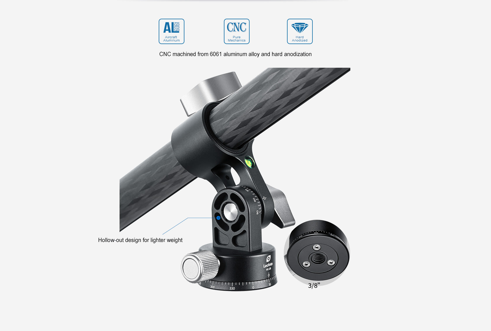 Leofoto HC-32 Kit + H-32 Carbon Fiber Horizontal Panoramic Center Column with Tripod Arm Combo