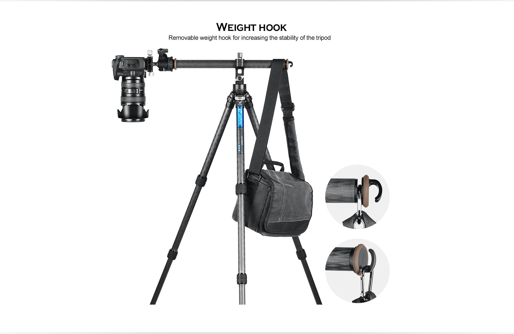 Leofoto HC-32 Kit + H-32 Carbon Fiber Horizontal Panoramic Center Column with Tripod Arm Combo