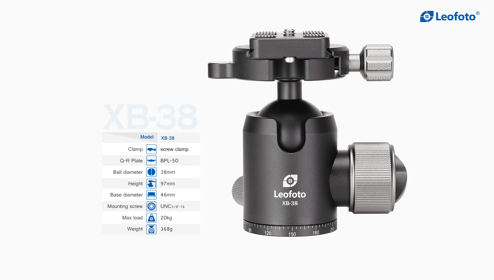 Leofoto XB-38 Ball Head With BPL-50 Quick Release Plate | Arca Compatible