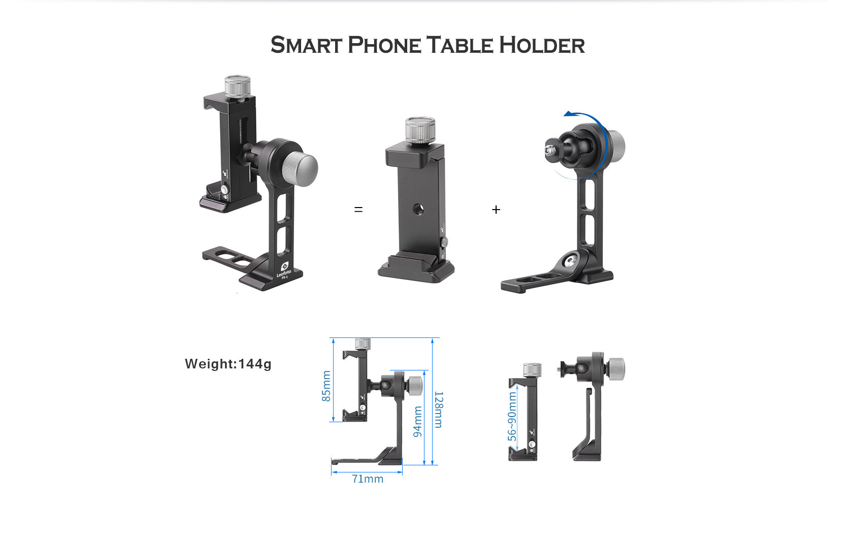 Leofoto PS-1 Smartphone Stand and PC-90II Clamp Combo with Arca-Compatible Base