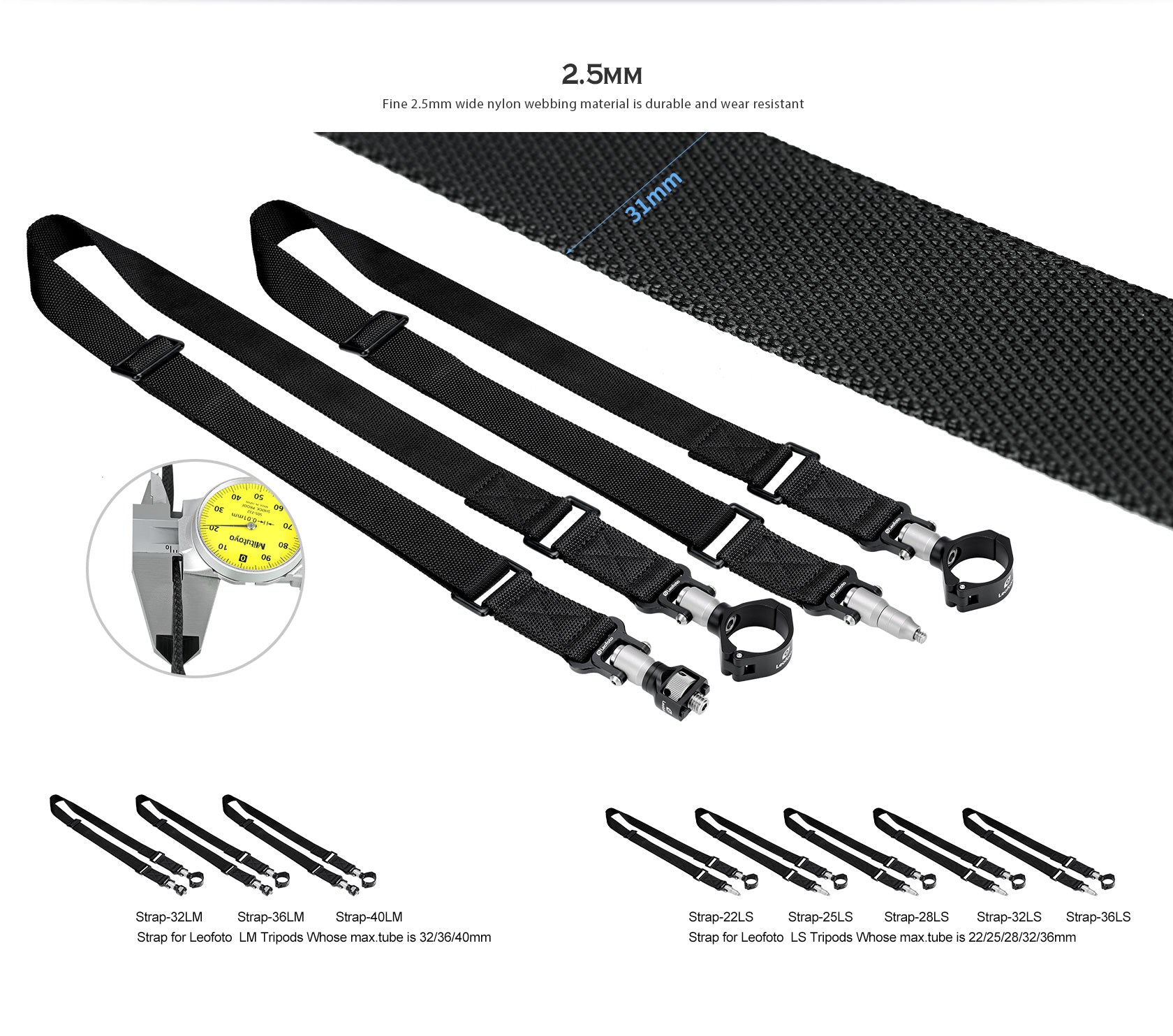 Leofoto Push Button Quick Detach Modular Tripod Strap For LS Series and LM Series Tripods