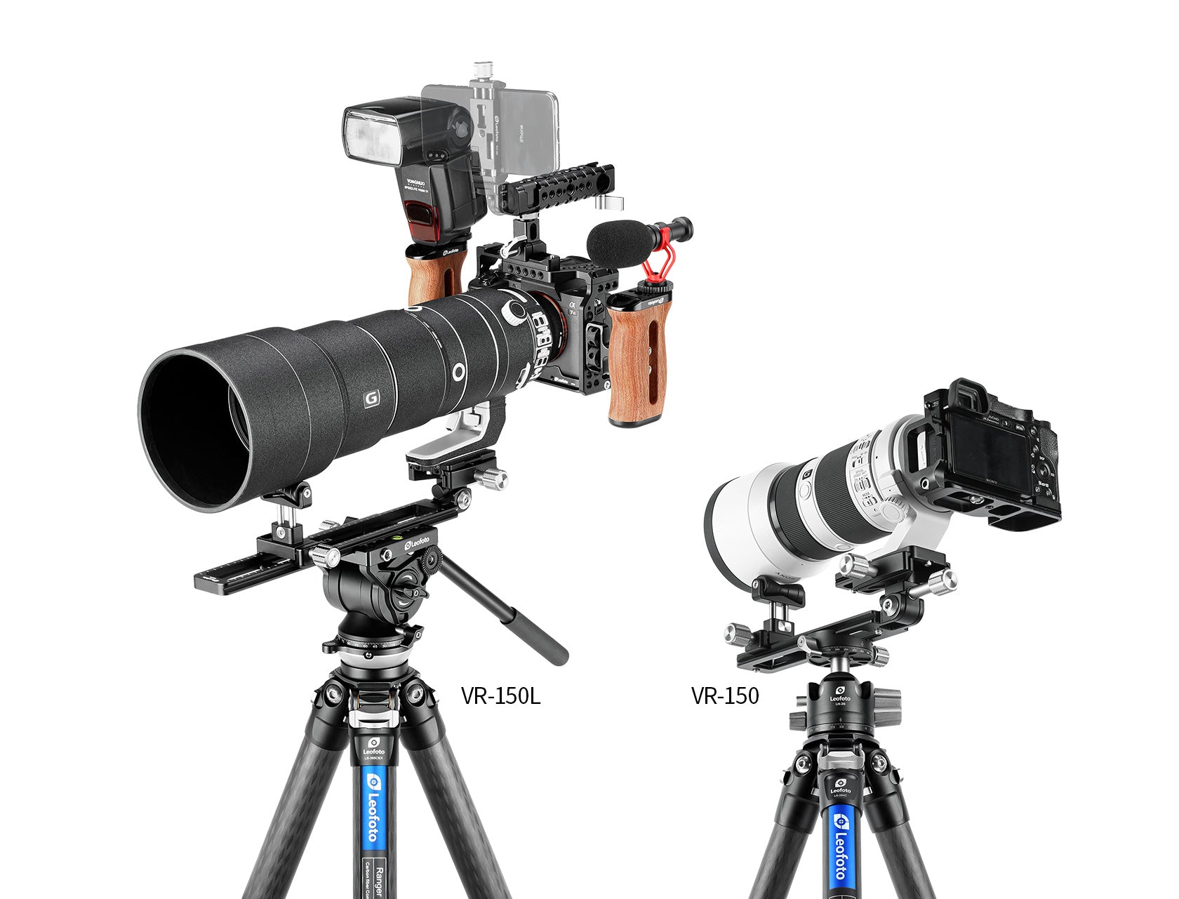 Leofoto VR-150 (Rail 171mm) / VR-150L (Rail 271mm) Dual Pivot Long Tele Lens Support for Arca