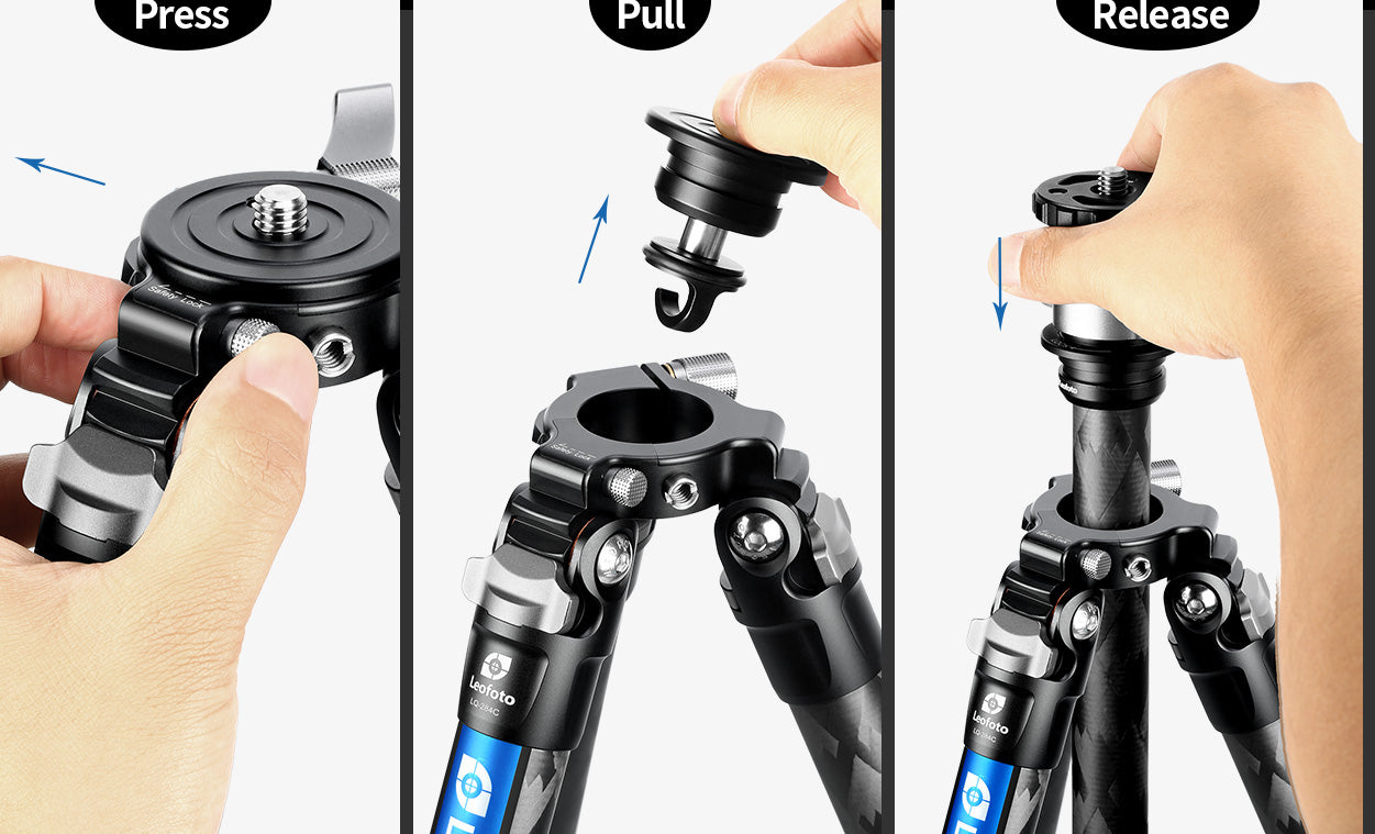 Leofoto LQ-284C Premium Carbon Fiber Tripod + LH-30 / LH-36 Ballhead with Quick Swap Center Column+Apex Platform and Tripod Bag
