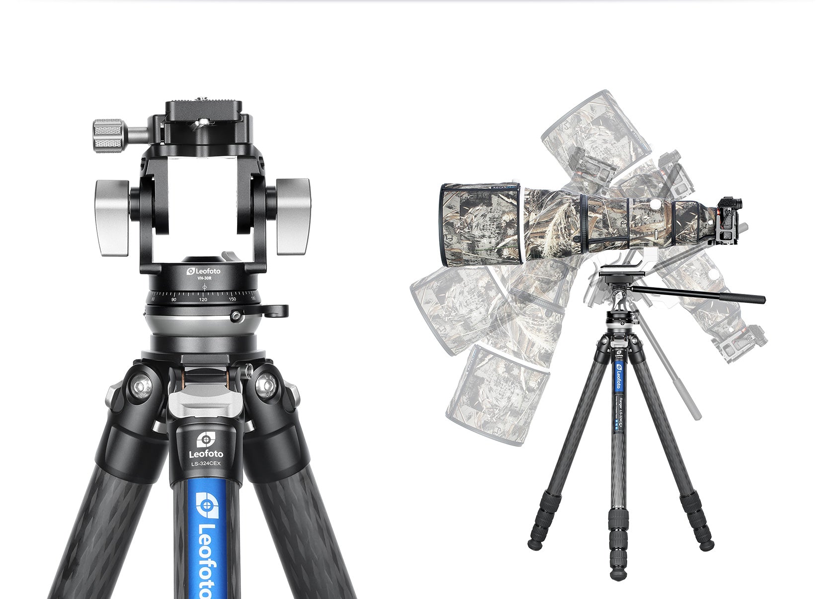 Leofoto VH-30 / VH-30N Two-Way Tele Lens Head | Arca Compatible