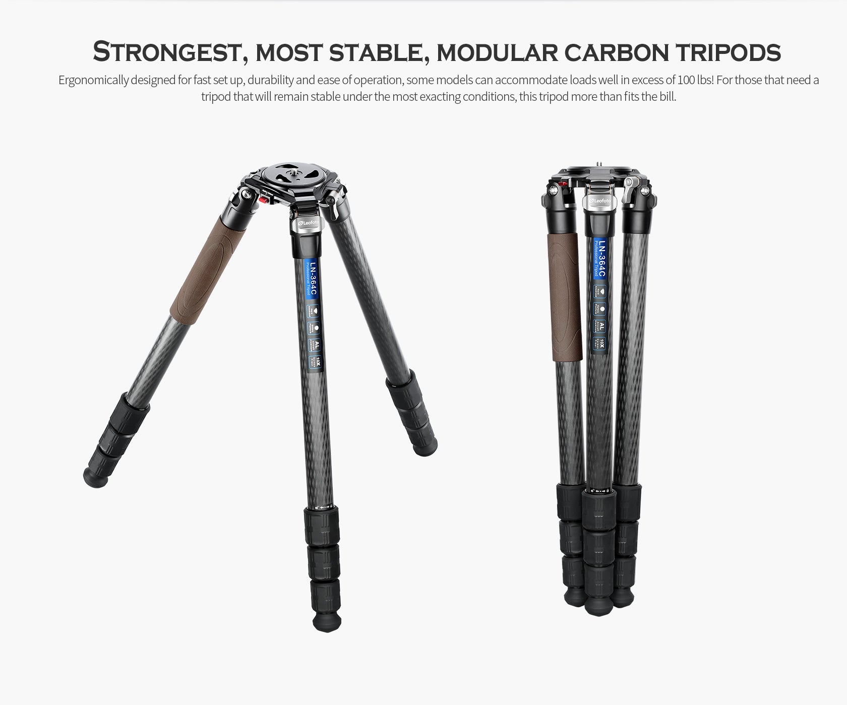 Leofoto LN-364C Heavy Duty Tripod with 75mm Bowl+Platform & Bag | Ball Head/Leveling Base Kit