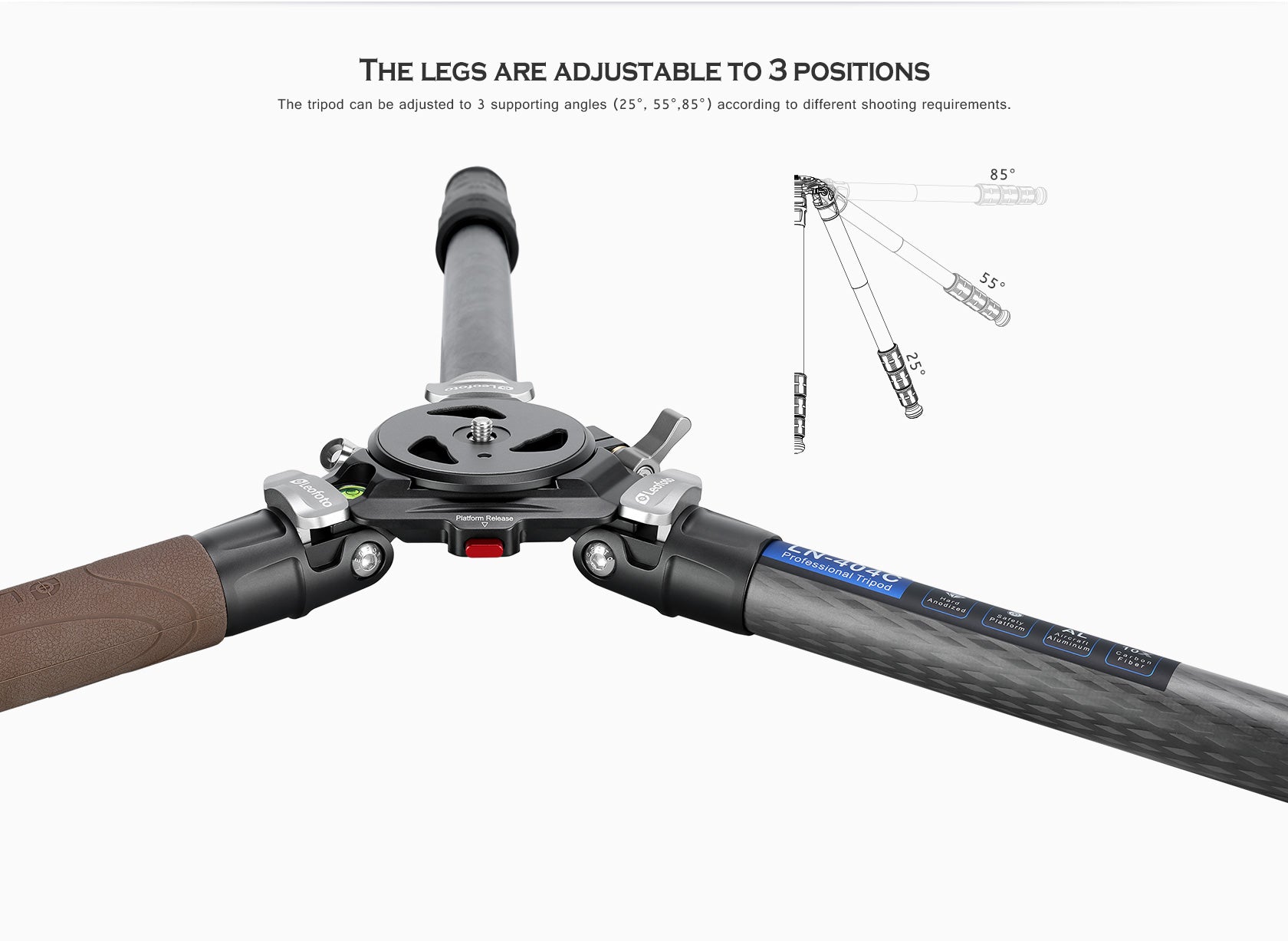 Leofoto LN-364C Heavy Duty Tripod with 75mm Bowl+Platform & Bag | Ball Head/Leveling Base Kit