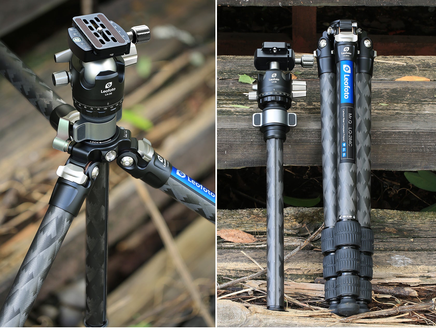 Leofoto LQ-284C Premium Carbon Fiber Tripod + LH-30 / LH-36 Ballhead with Quick Swap Center Column+Apex Platform and Tripod Bag