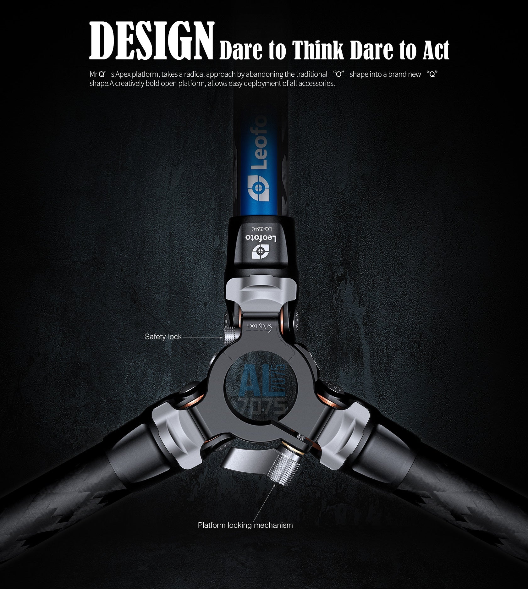 Leofoto LQ-324C Premium Carbon Fiber Tripod with Quick Swap Center Column+Apex Platform and Tripod Bag