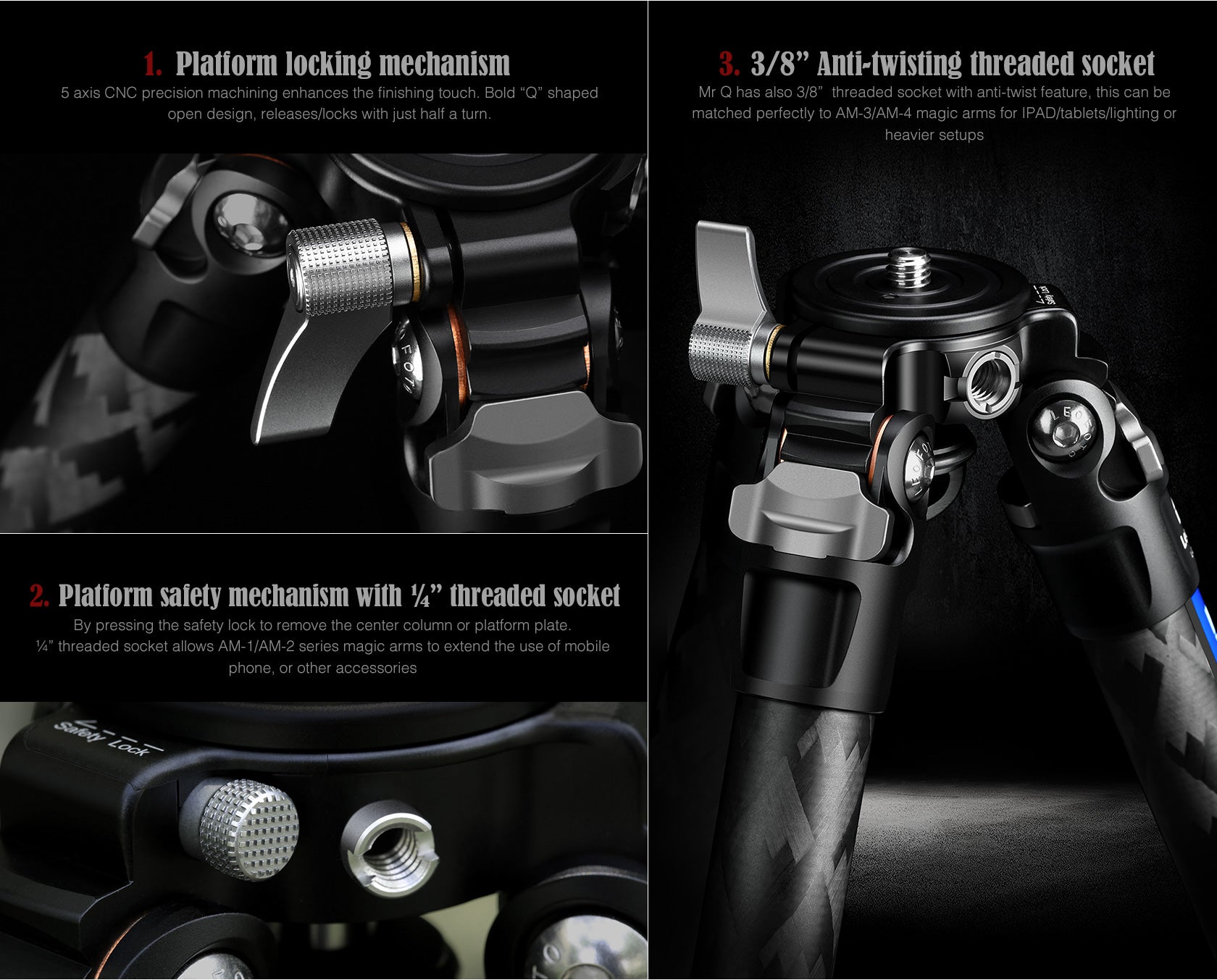 Leofoto LQ-324C Premium Carbon Fiber Tripod + LH-40 Low-Profile Ballhead with Quick Swap Center Column+Apex Platform and Tripod Bag